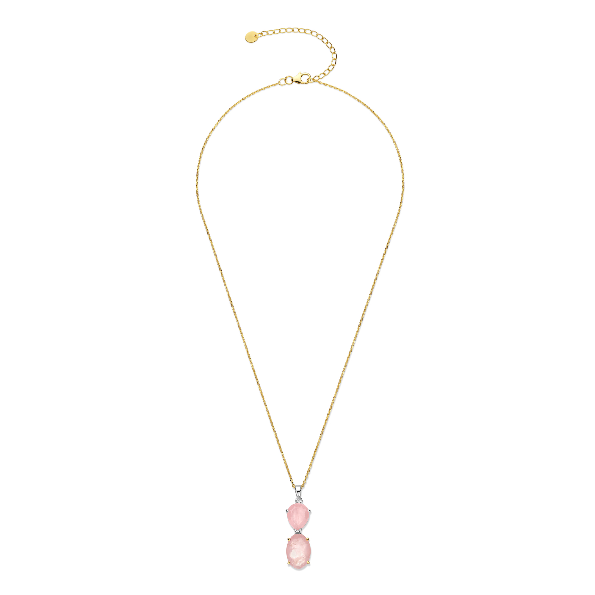 Ketting gold plated met Rozenkwarts - 247C0043