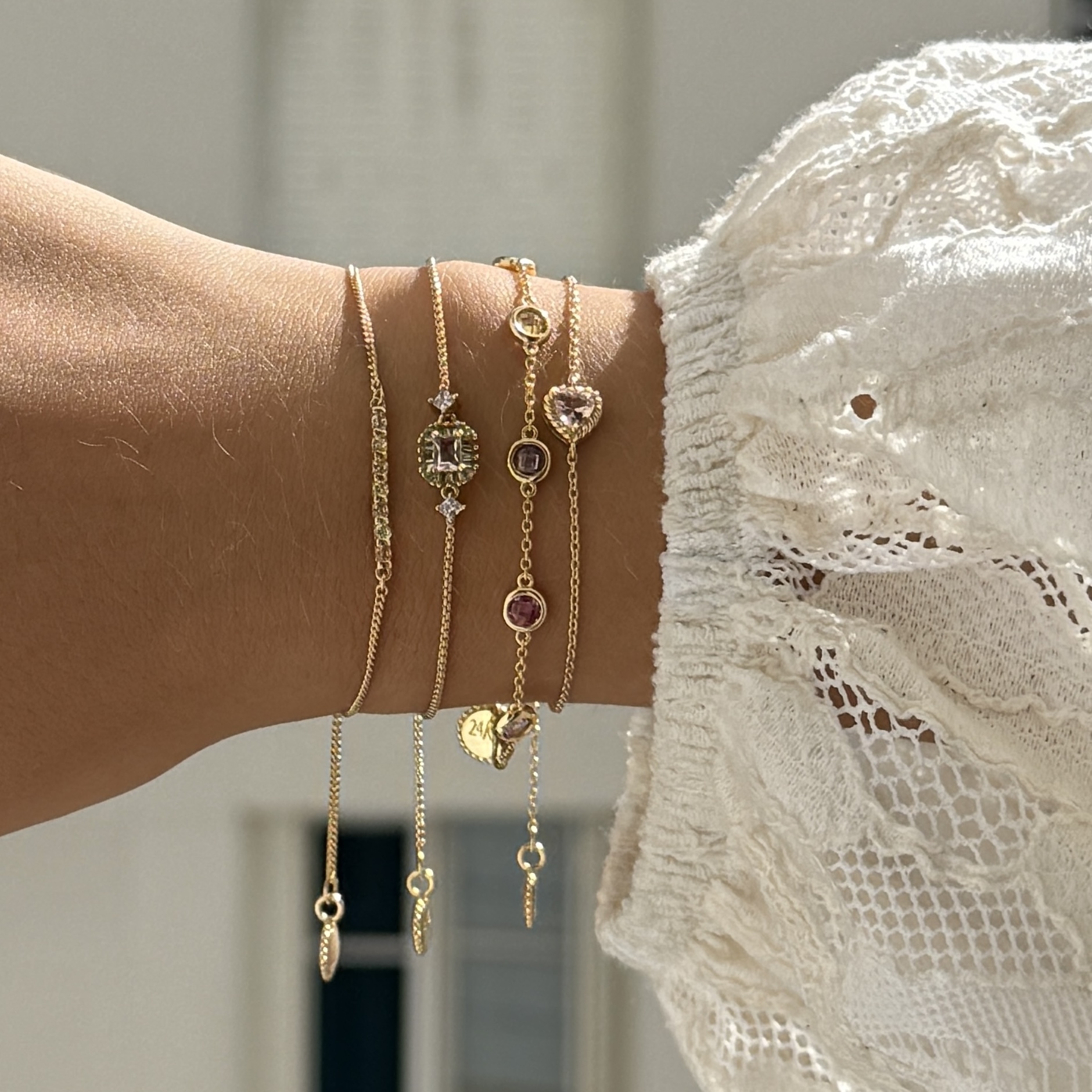 Armband Hart gold plated met Roze zirkonia - 22484Y