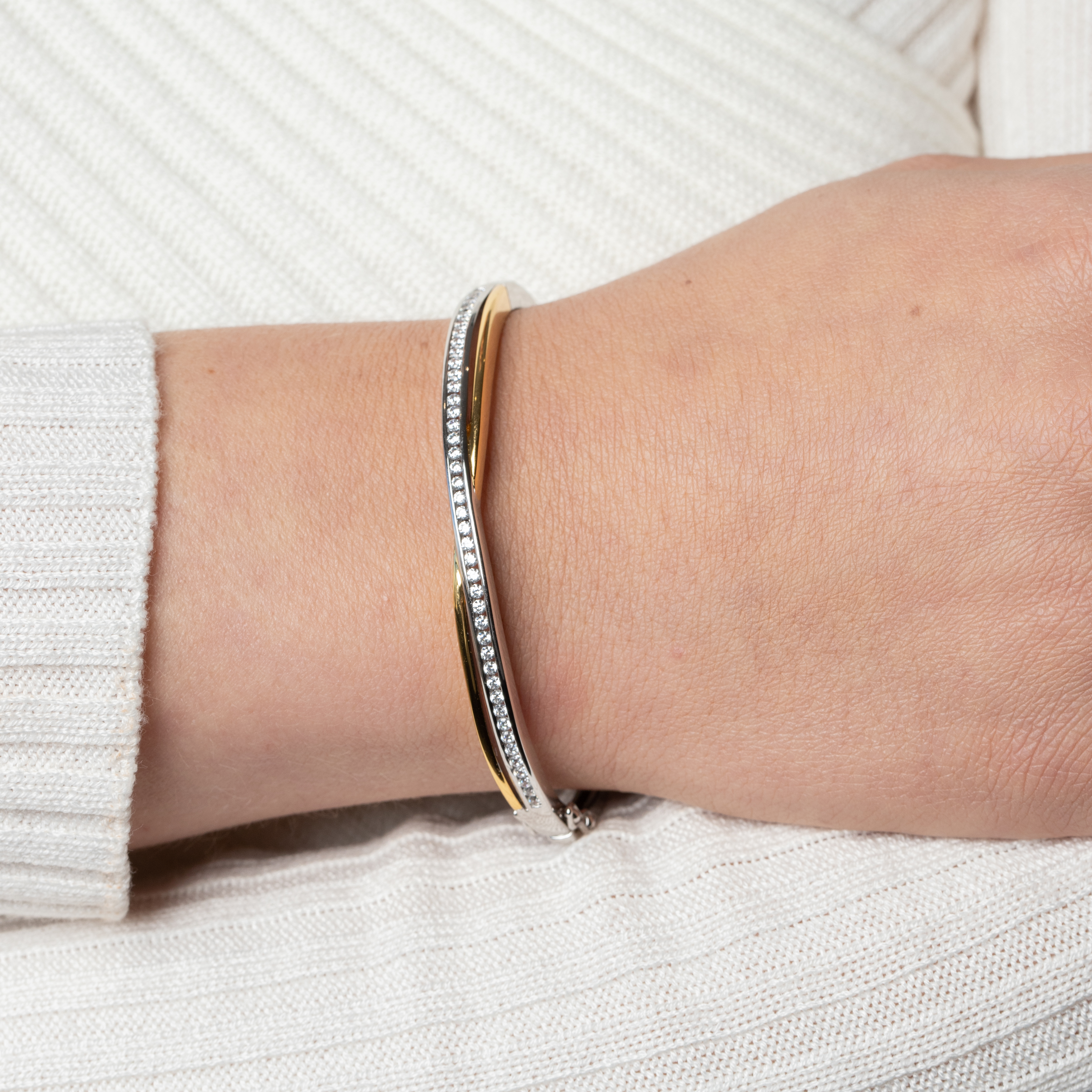 Bangle gold plated met zirkonia - SB17Y60