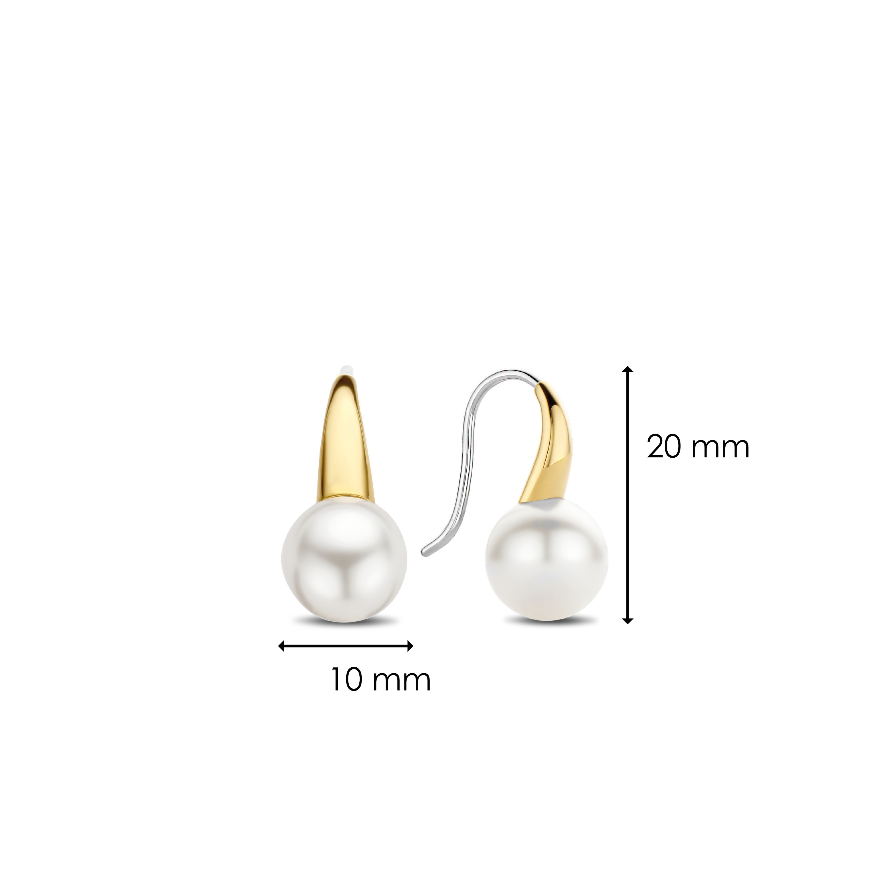 Gold plated oorhangers met parel 7849PW Gold plated oorhangers met parel 7849PW