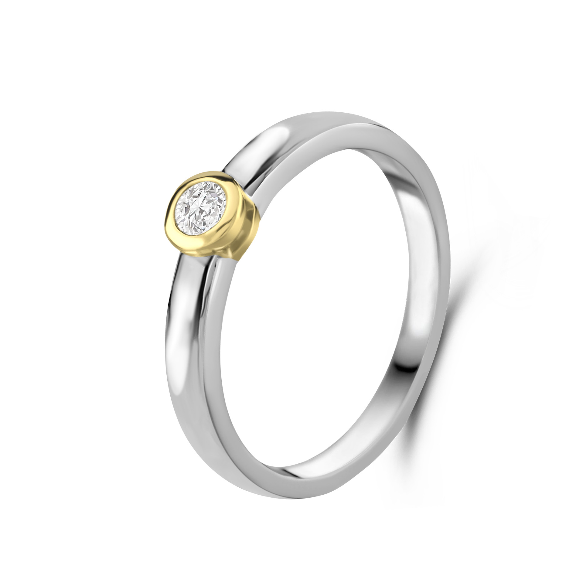 Gouden bicolor ring 0.20 ct diamant