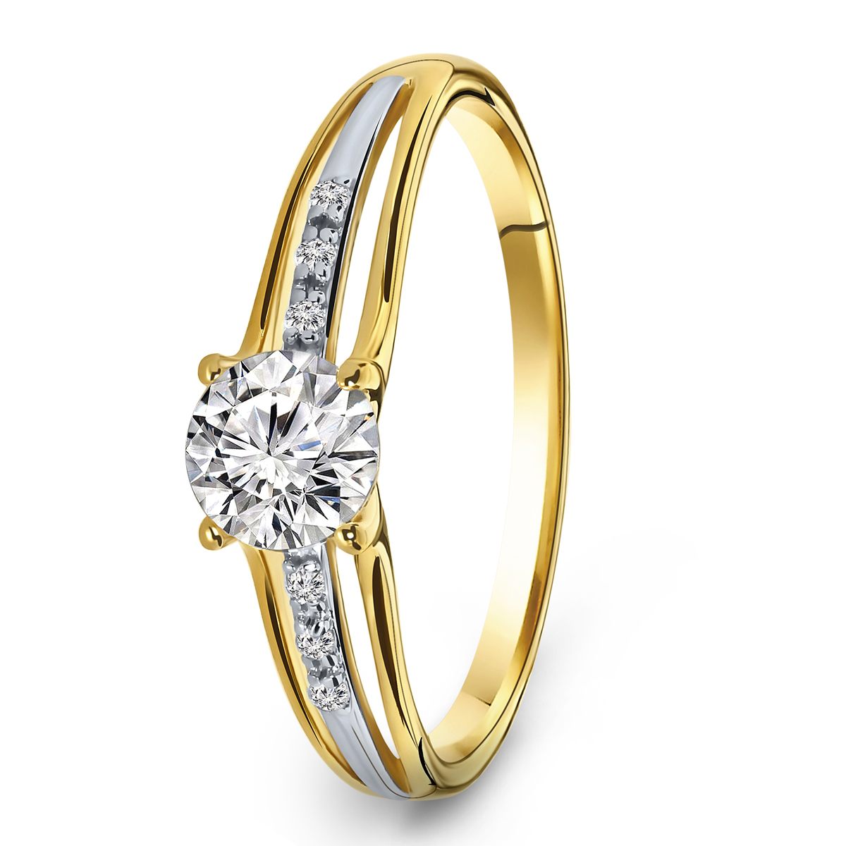 Gouden bicolor ring met zirkonia R03-59906-Z
