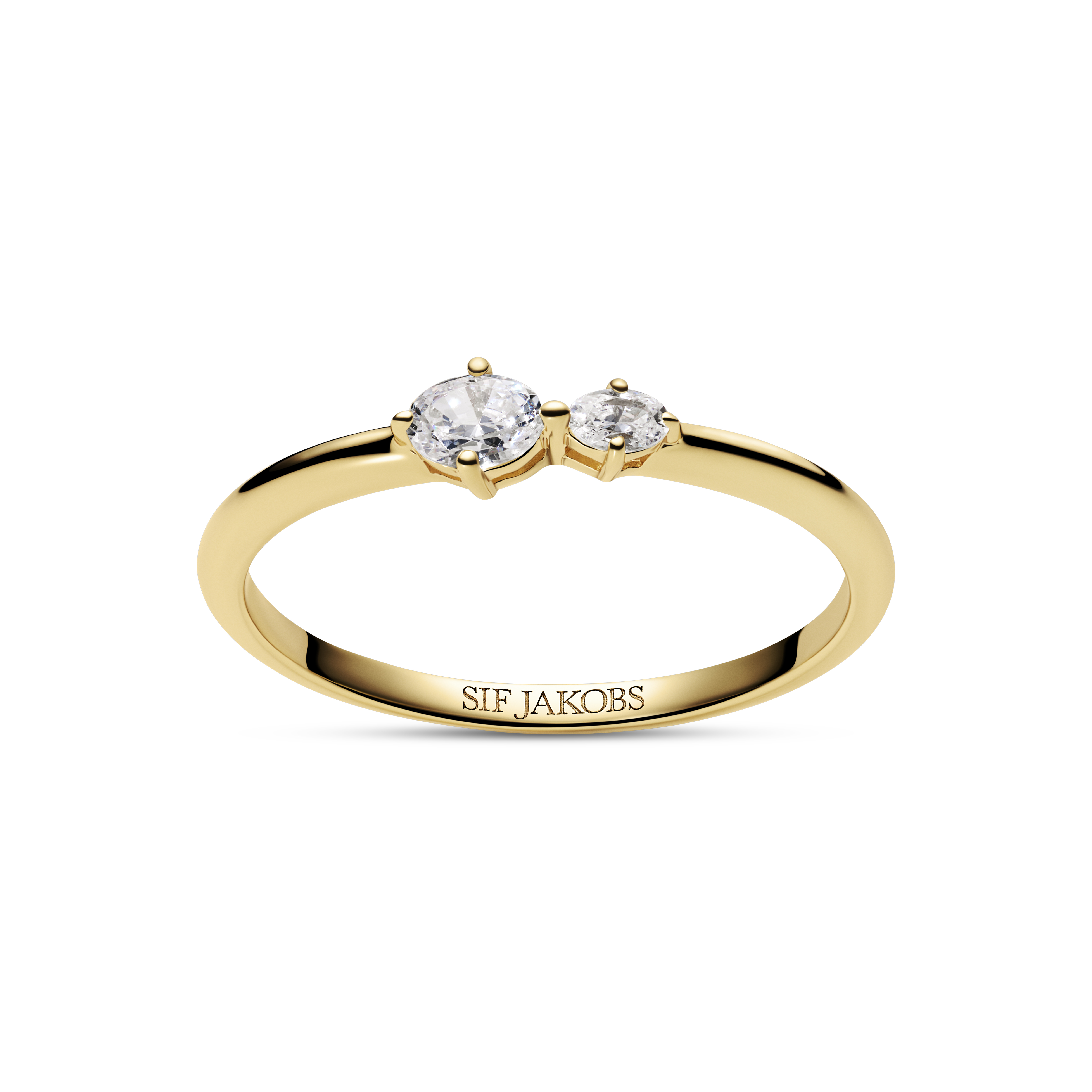 Ring Ovale Due gold plated met zirkonia - SJ-R2745-CZ-YG