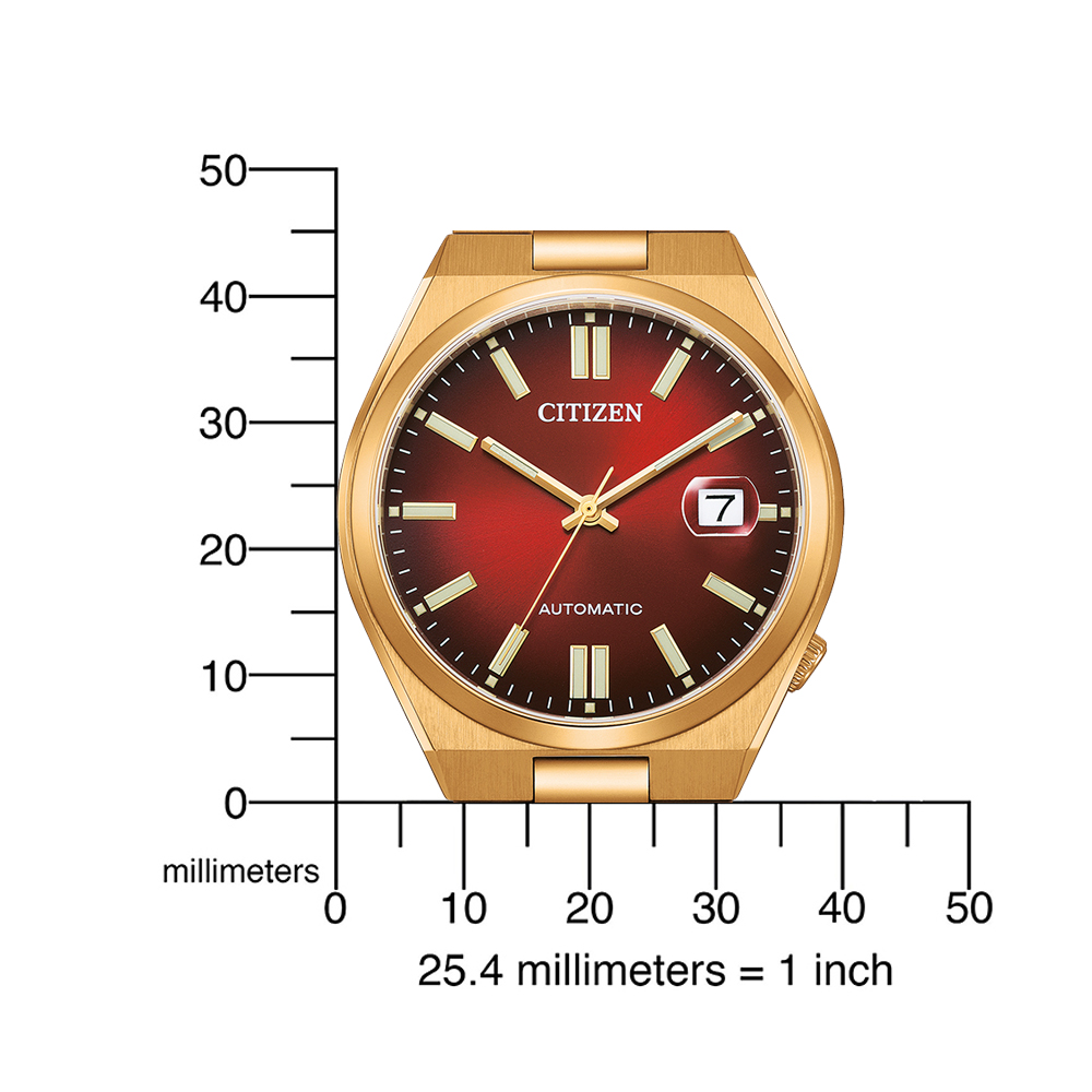 Stalen goudkleurig automatische herenhorloge rood W235-NJ0153-82X