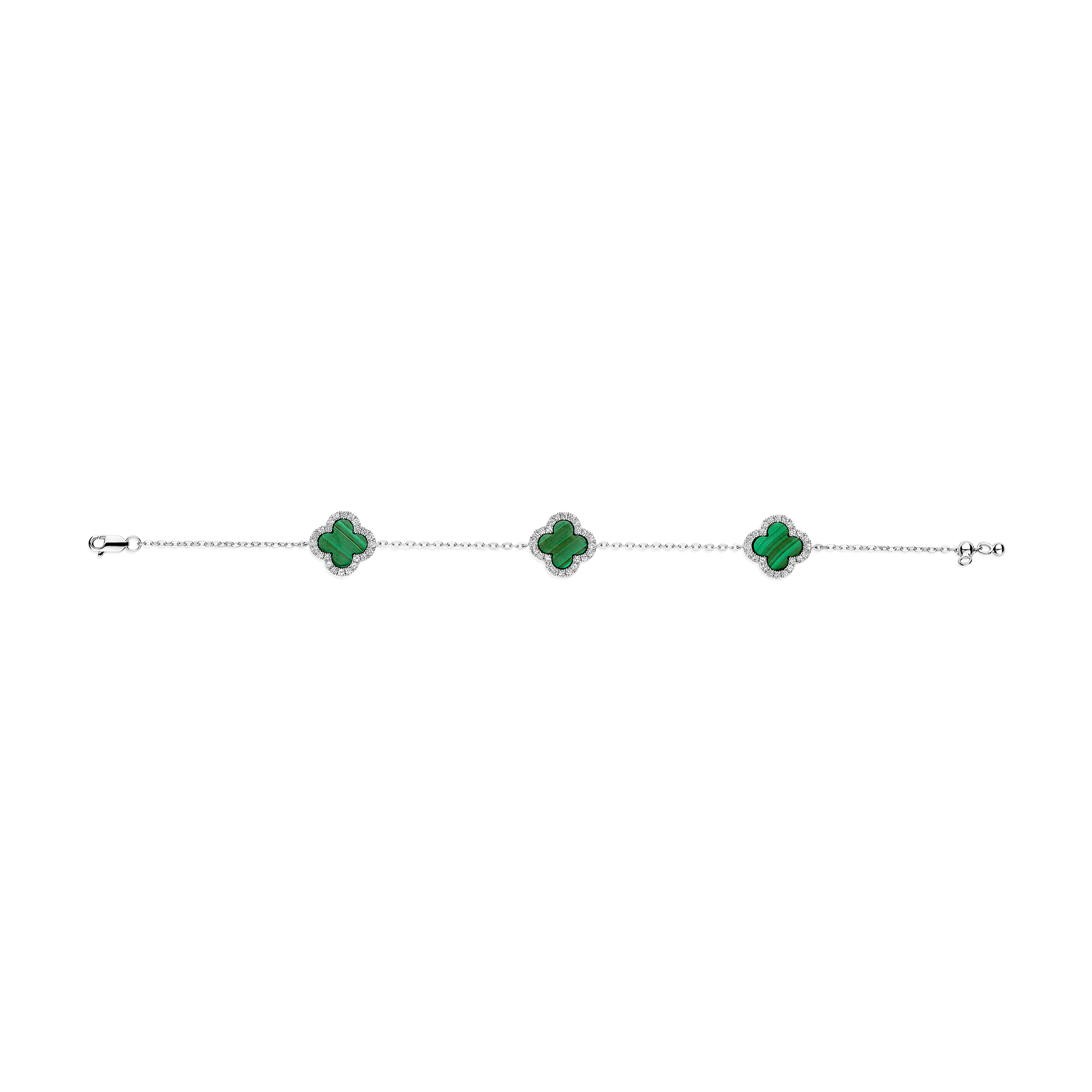 Armband 3 Klavers sterling zilver met Malachiet en Topaas - SCB7672MAT