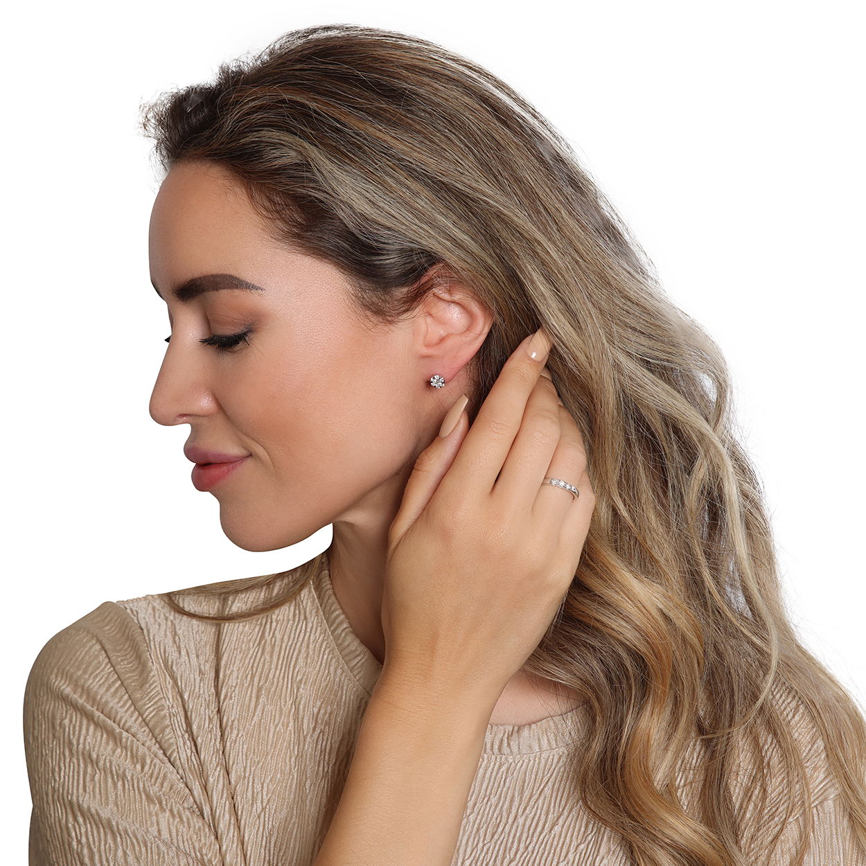 Witgouden oorknoppen met lab grown diamant L-MLN35737