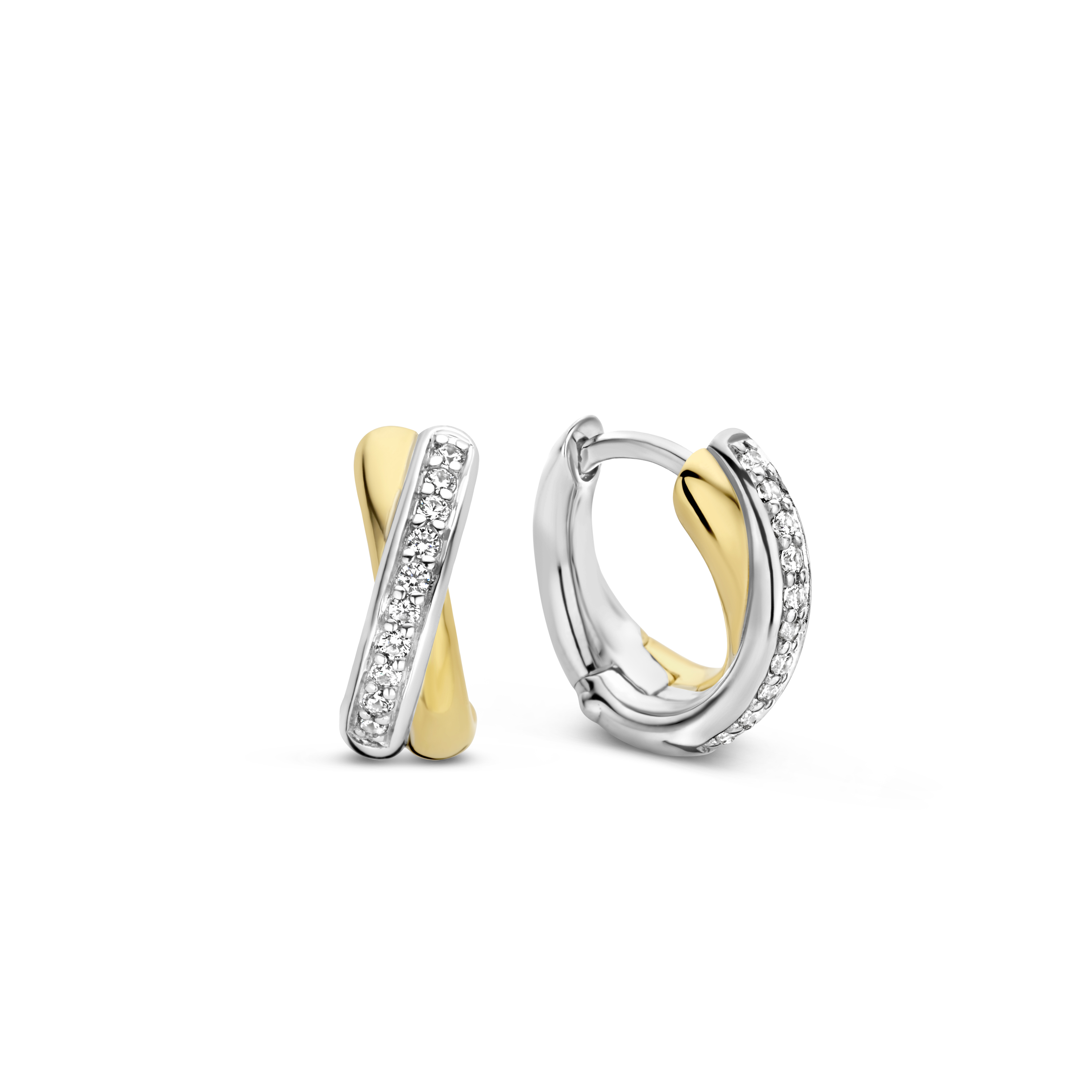 Oorringen van gold plated  met zirkonia 7667ZY