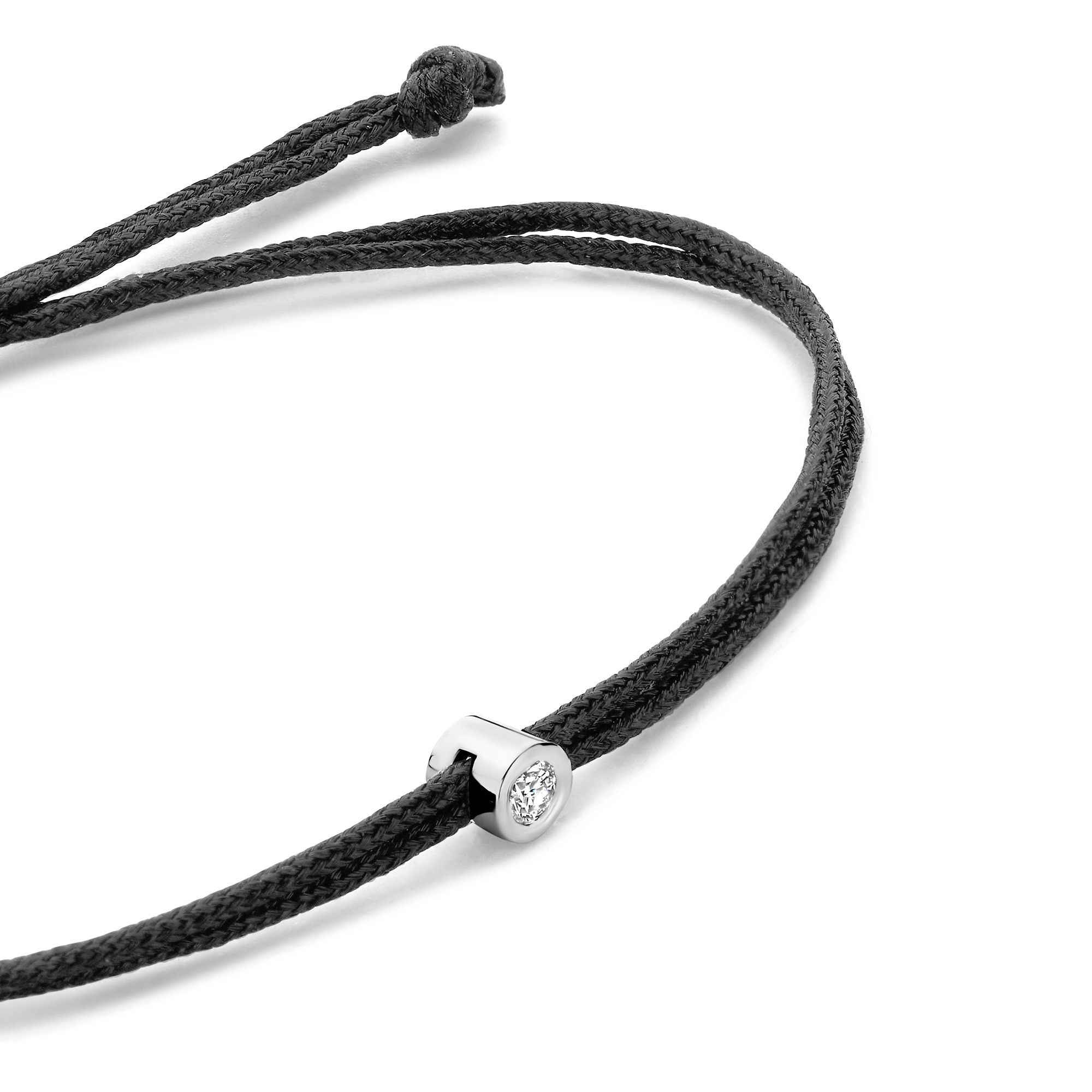 Koordarmband Zwart met lab grown diamant - BN005-11-S Koordarmband Zwart met lab grown diamant - BN005-11-S