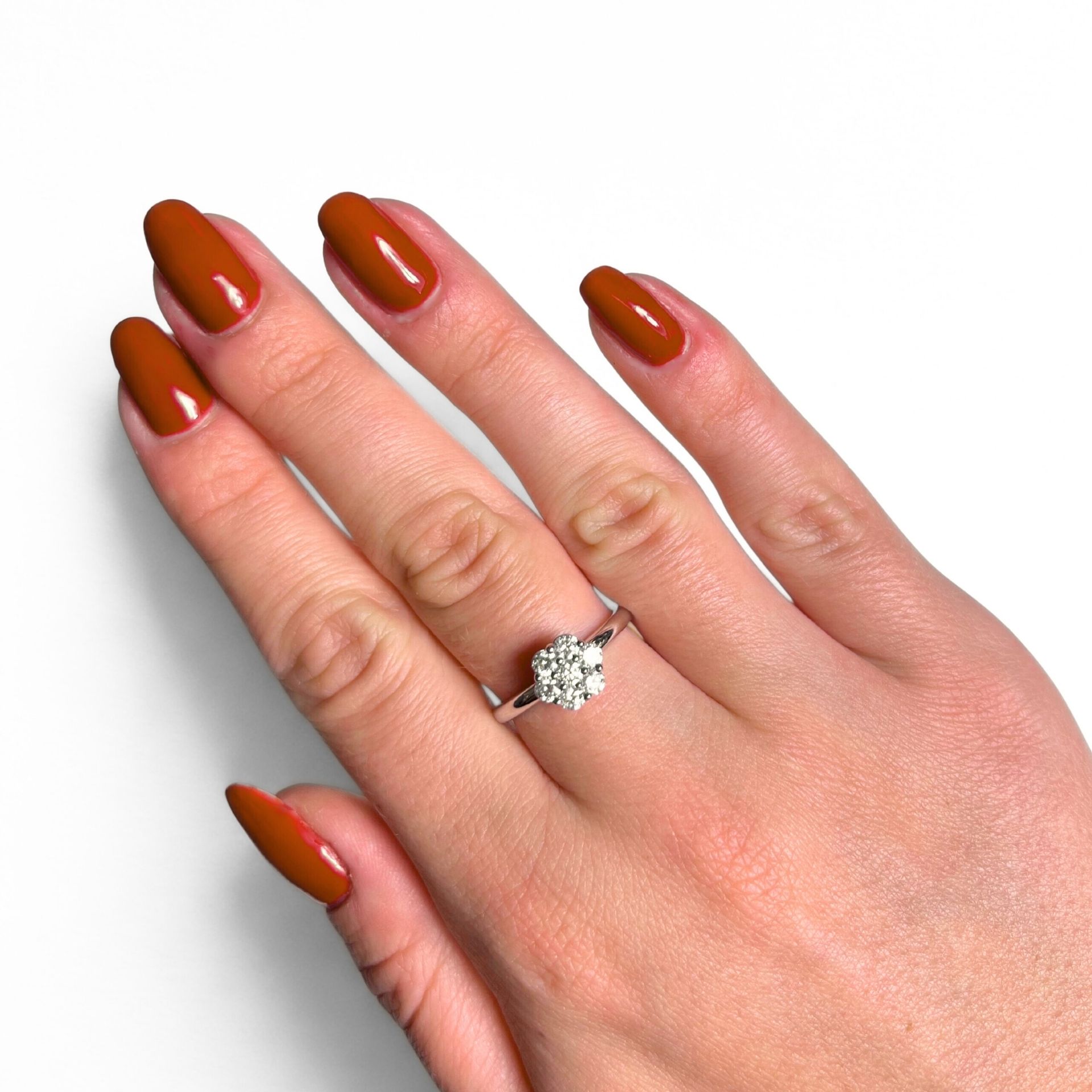 Witgouden ring met lab grown diamanten in bloemvorm R138-RG59319-CV-W