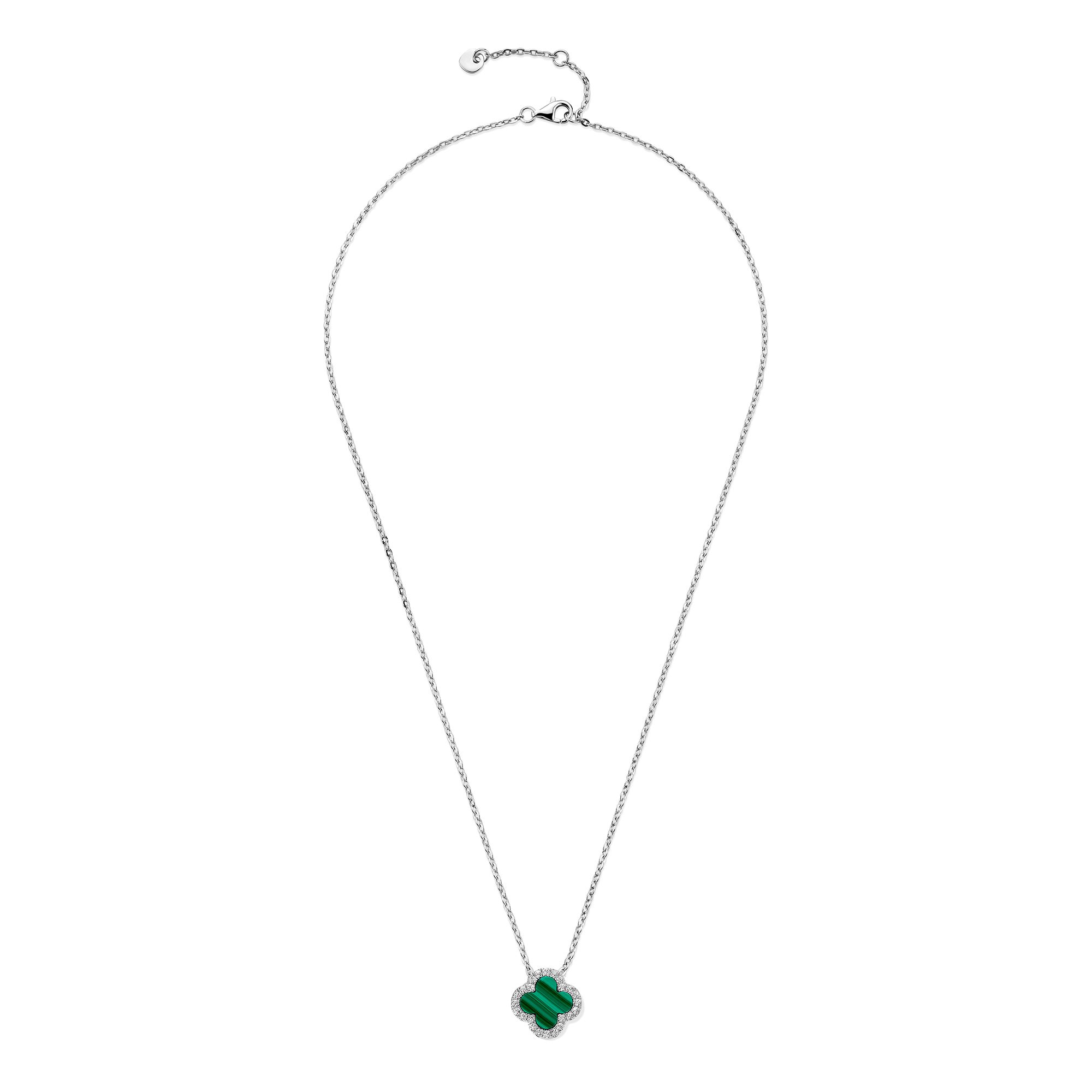 Ketting Klaver met Malachiet en Topaas 13.5 mm - SCN7675MAT