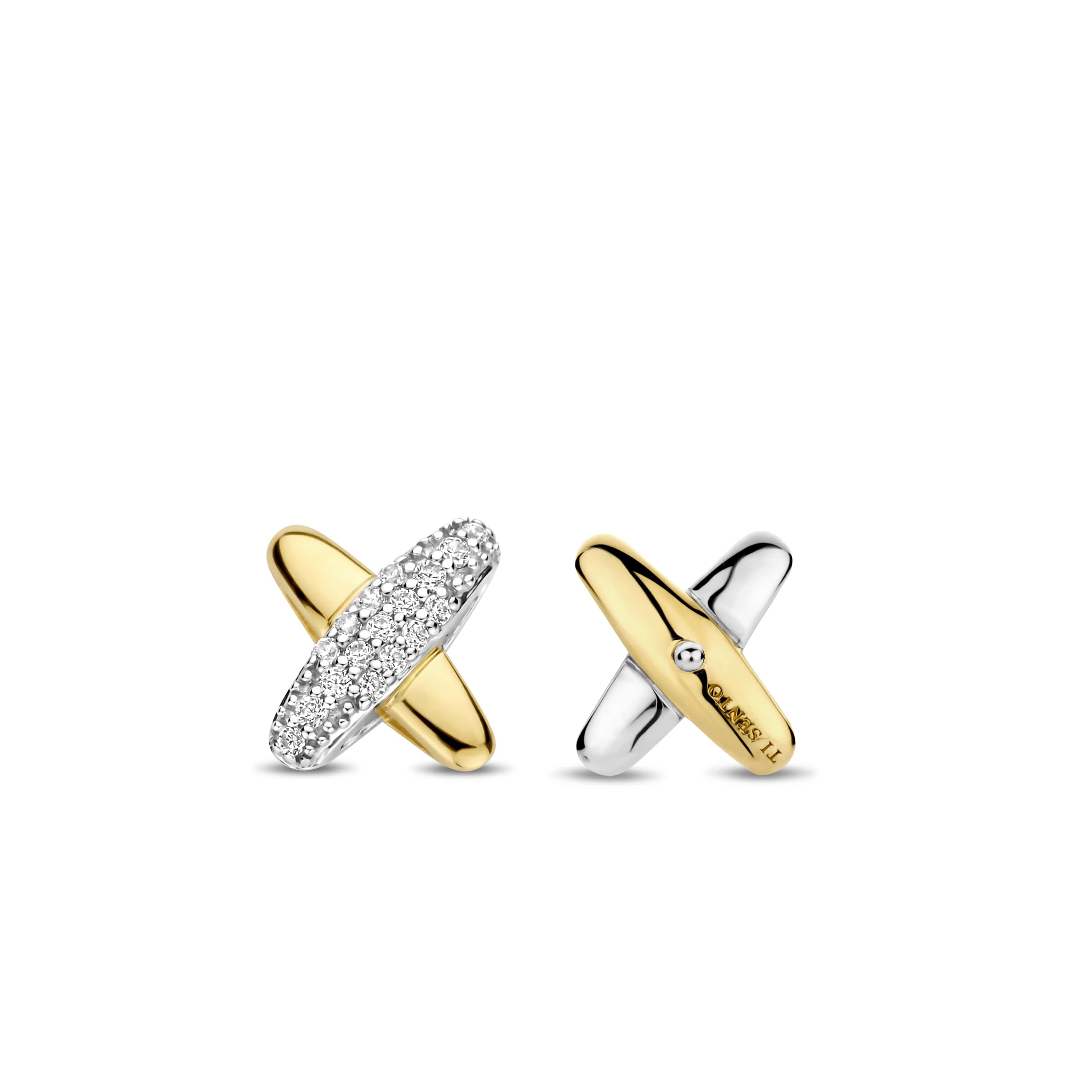 Oorknoppen gold plated met zirkonia - 7982ZY