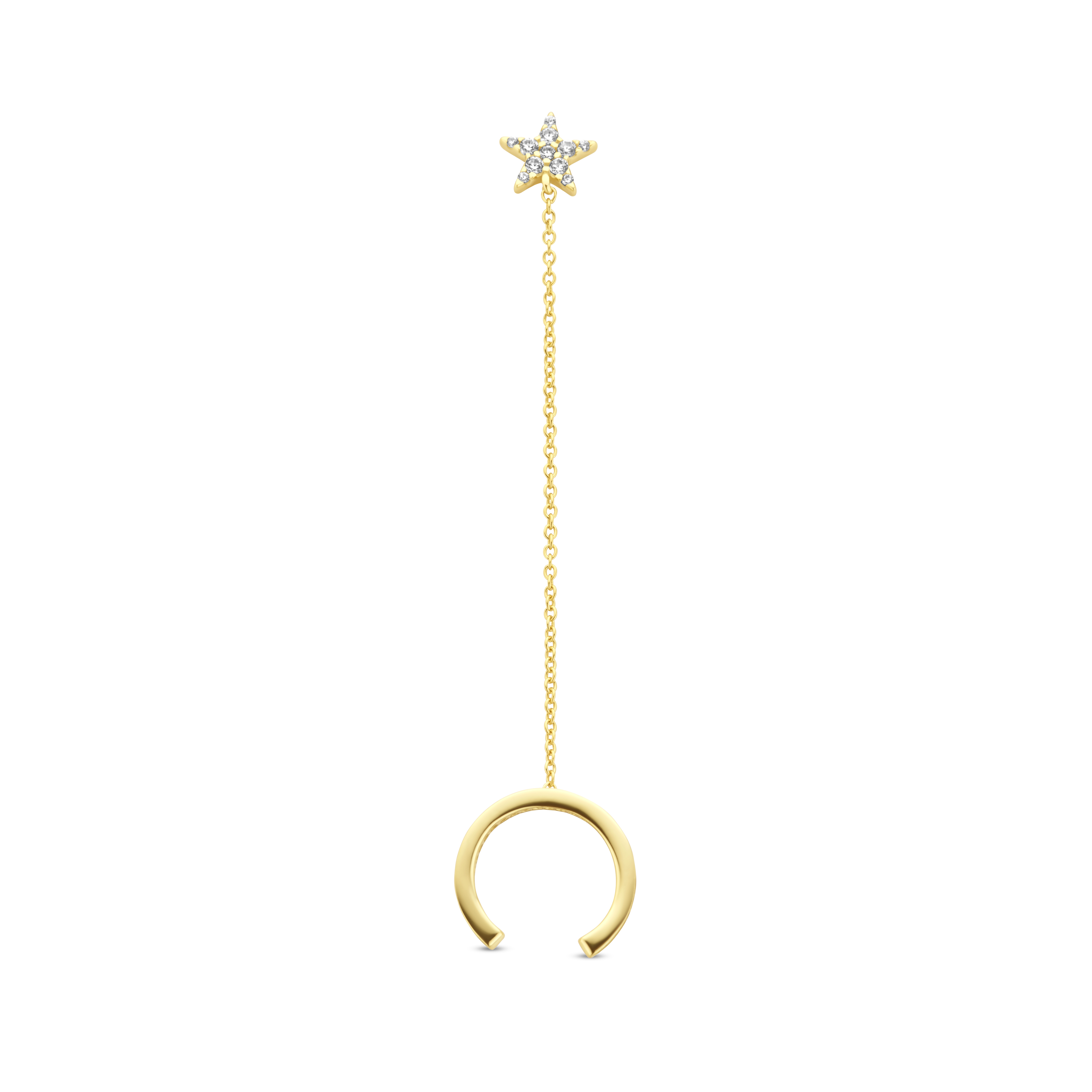 Oorknop van  zilver met ear cuff 213A0286