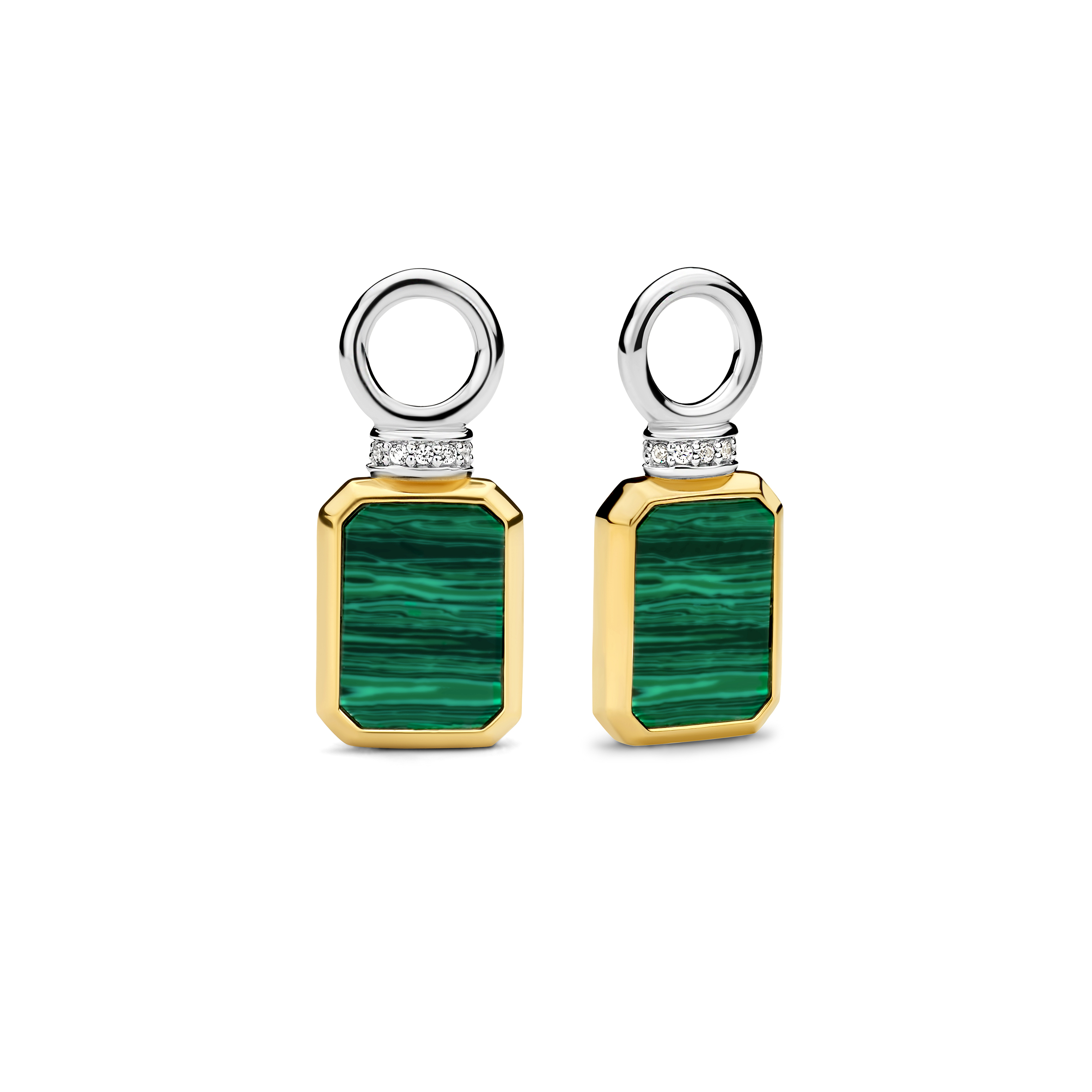 Gold-plated oorbedels met malachiet 9241MA