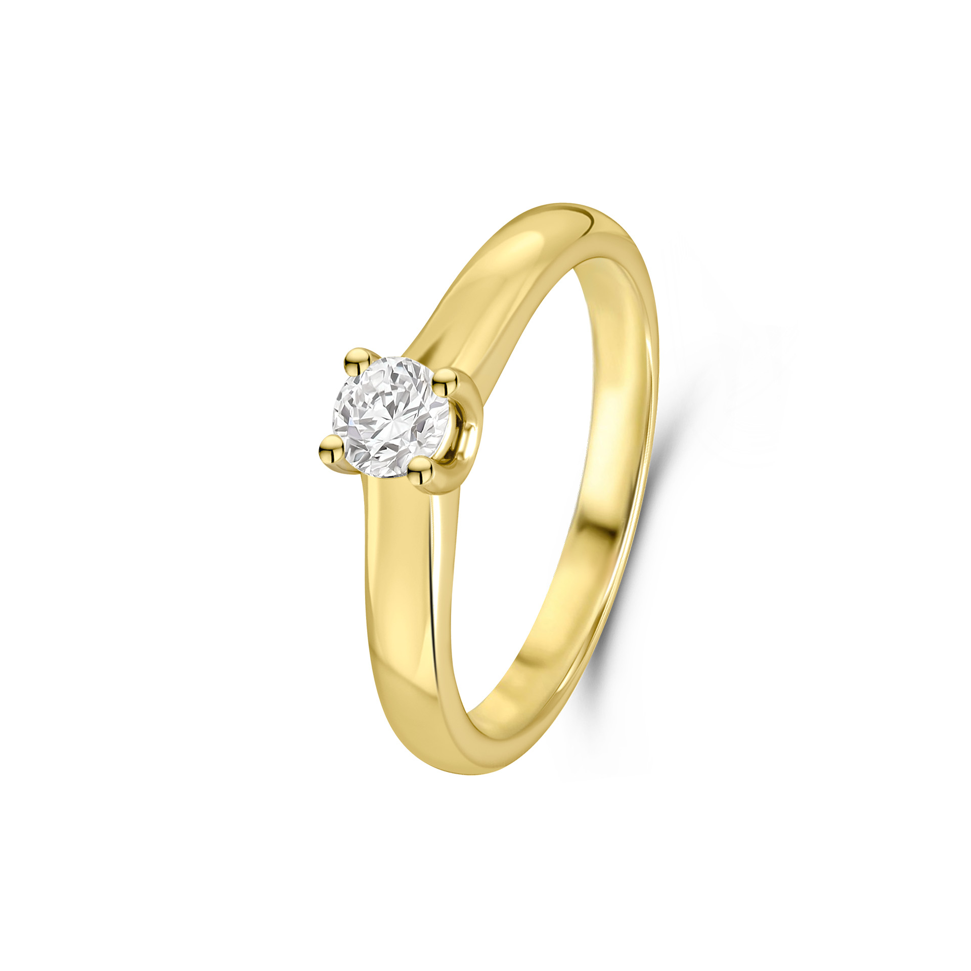 Geelgouden diamanten solitair ring