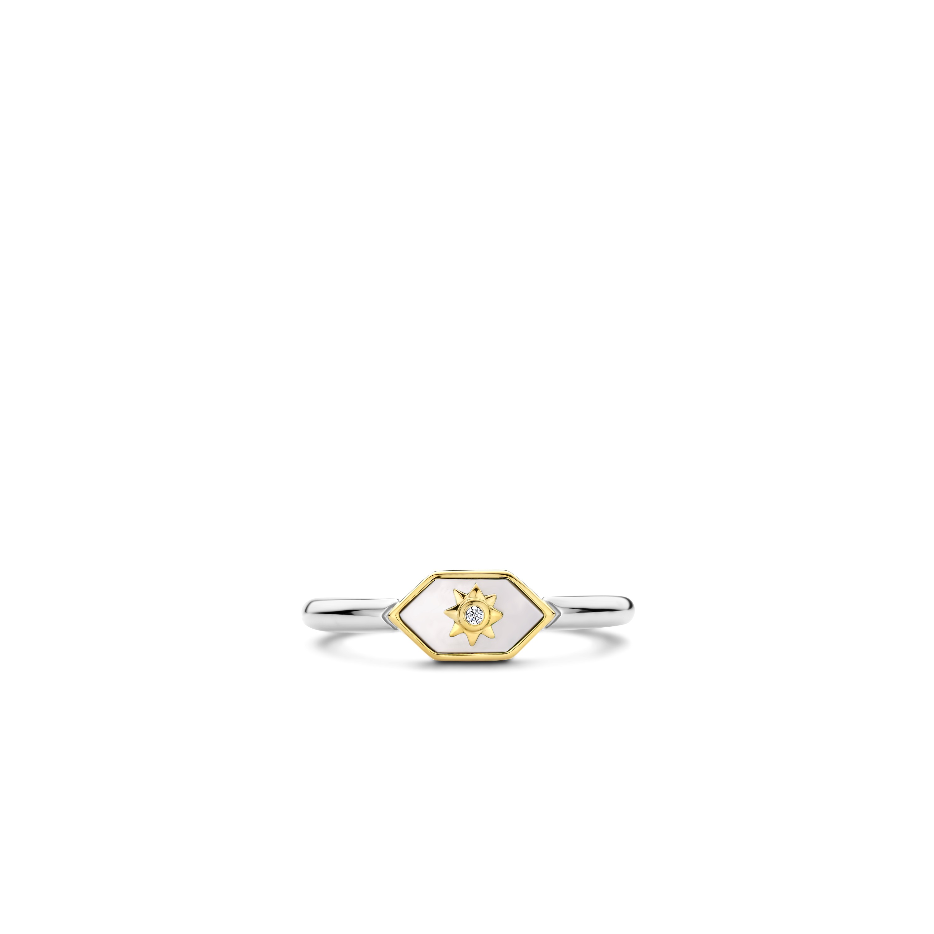 gold plated ring met zirkonia 12311MW