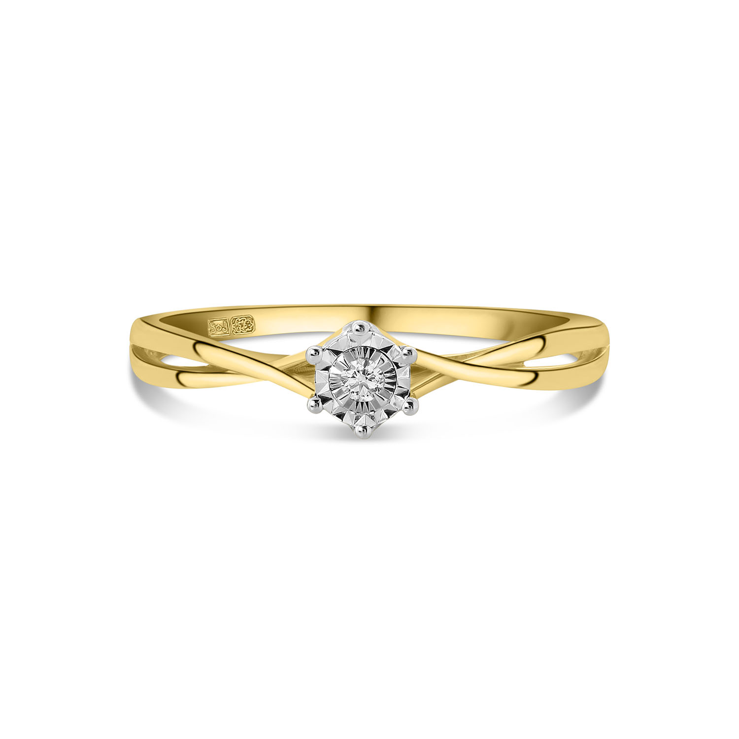 Geelgouden ring met diamant R480-RO010128ADI-YW