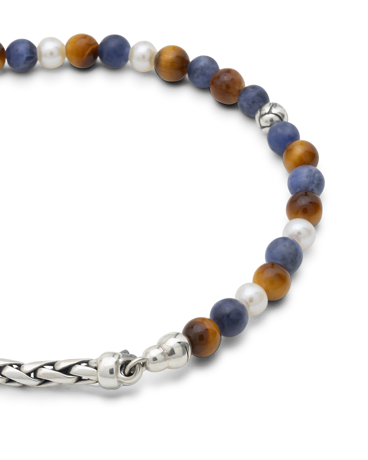Armband Spirit Bead Tiger Eye Sodalite Pearl Silver - 038TIS