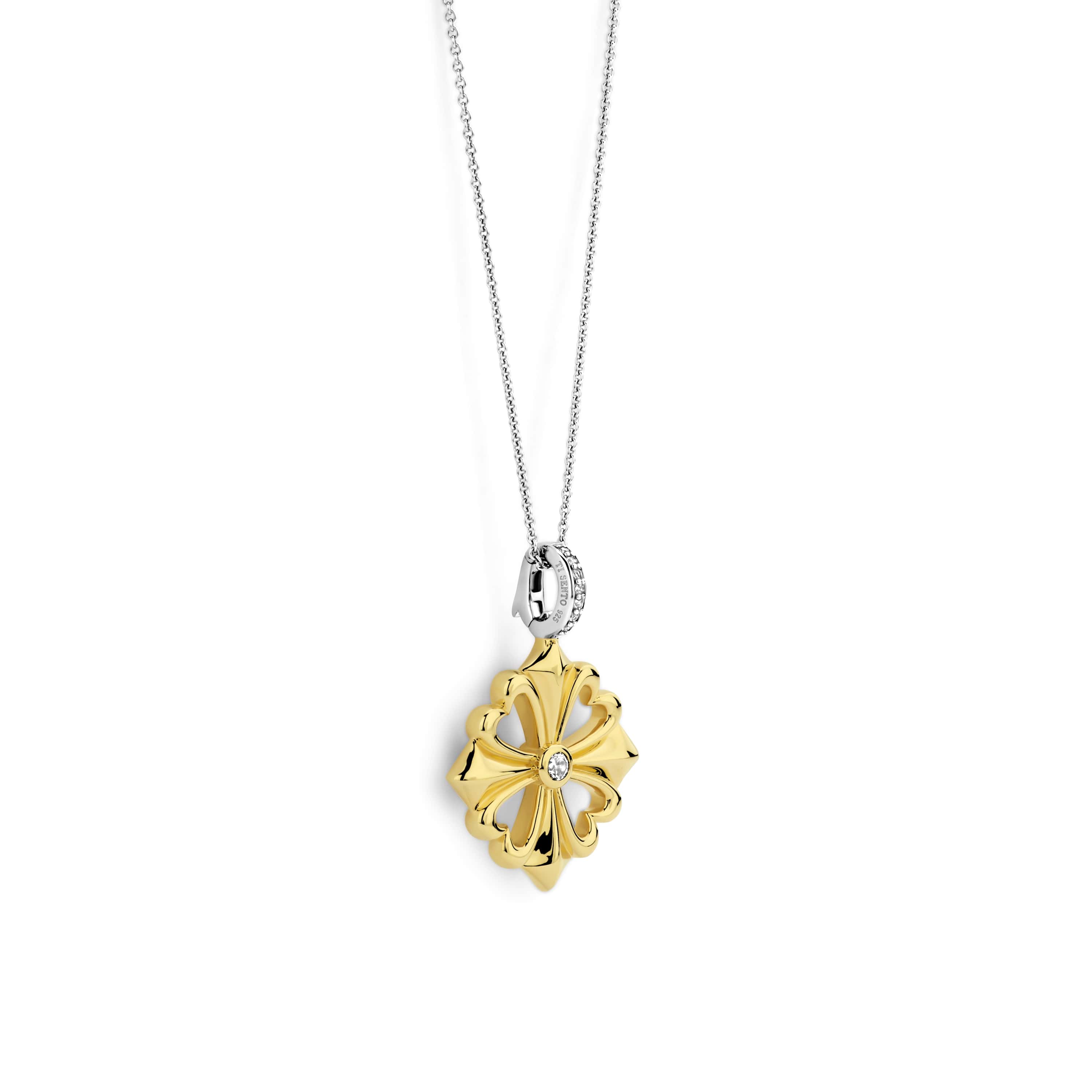 Ketting gold plated  met klaver vier hanger - 6839ZY
