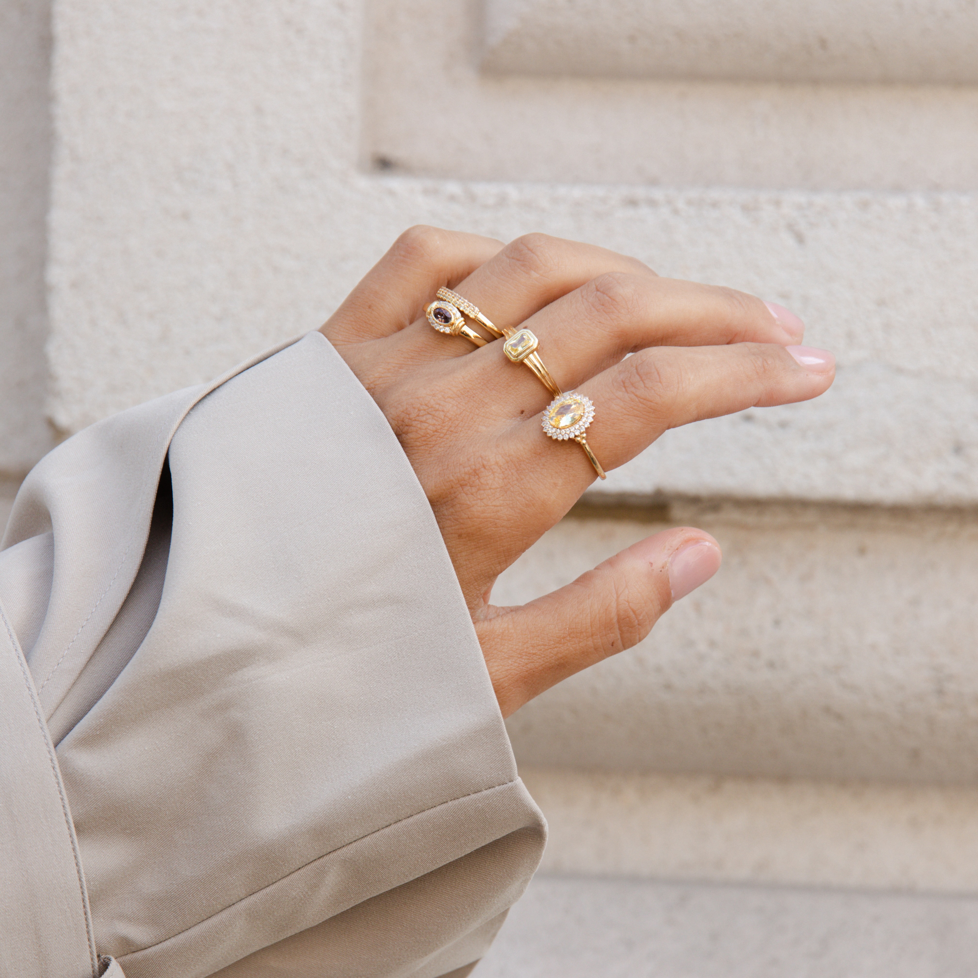 Ring gold plated met Bruine zirkonia - 124174Y