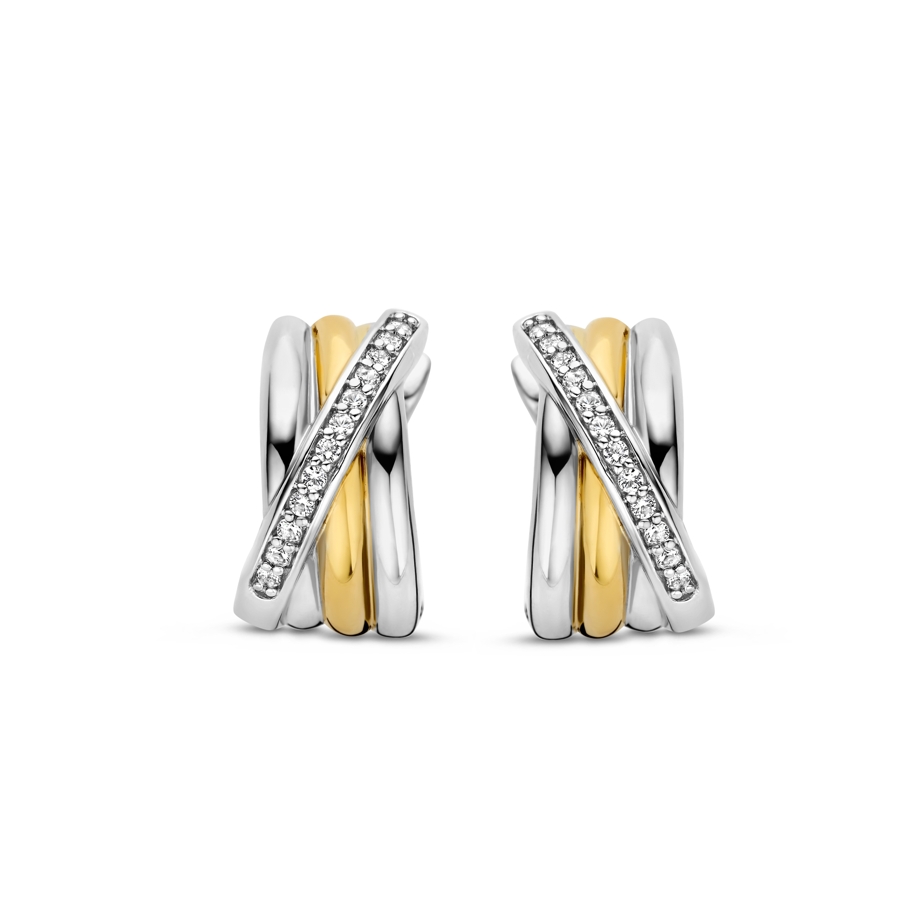 Oorringen van gold plated  met zirkonia 7960ZY