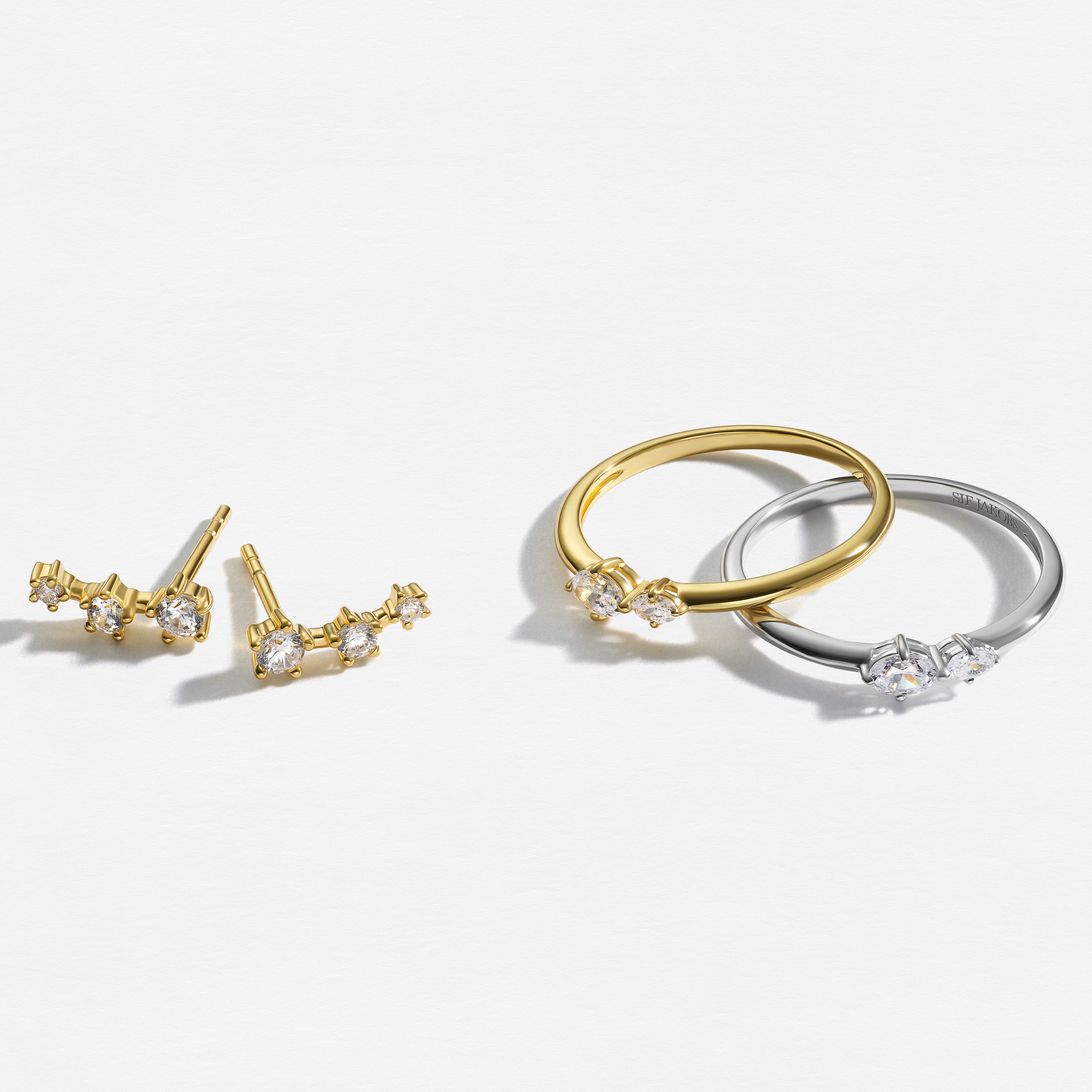 Ring Ovale Due gold plated met zirkonia - SJ-R2745-CZ-YG