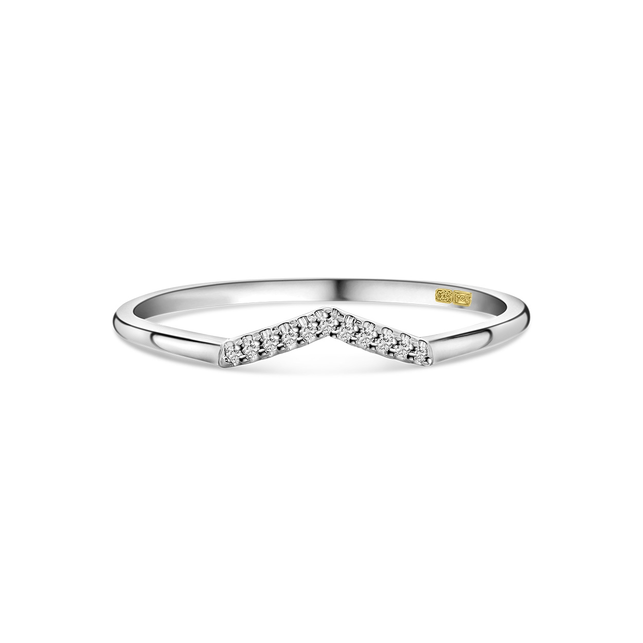Witgouden ring v vorm met diamanten R138-RG50183-W