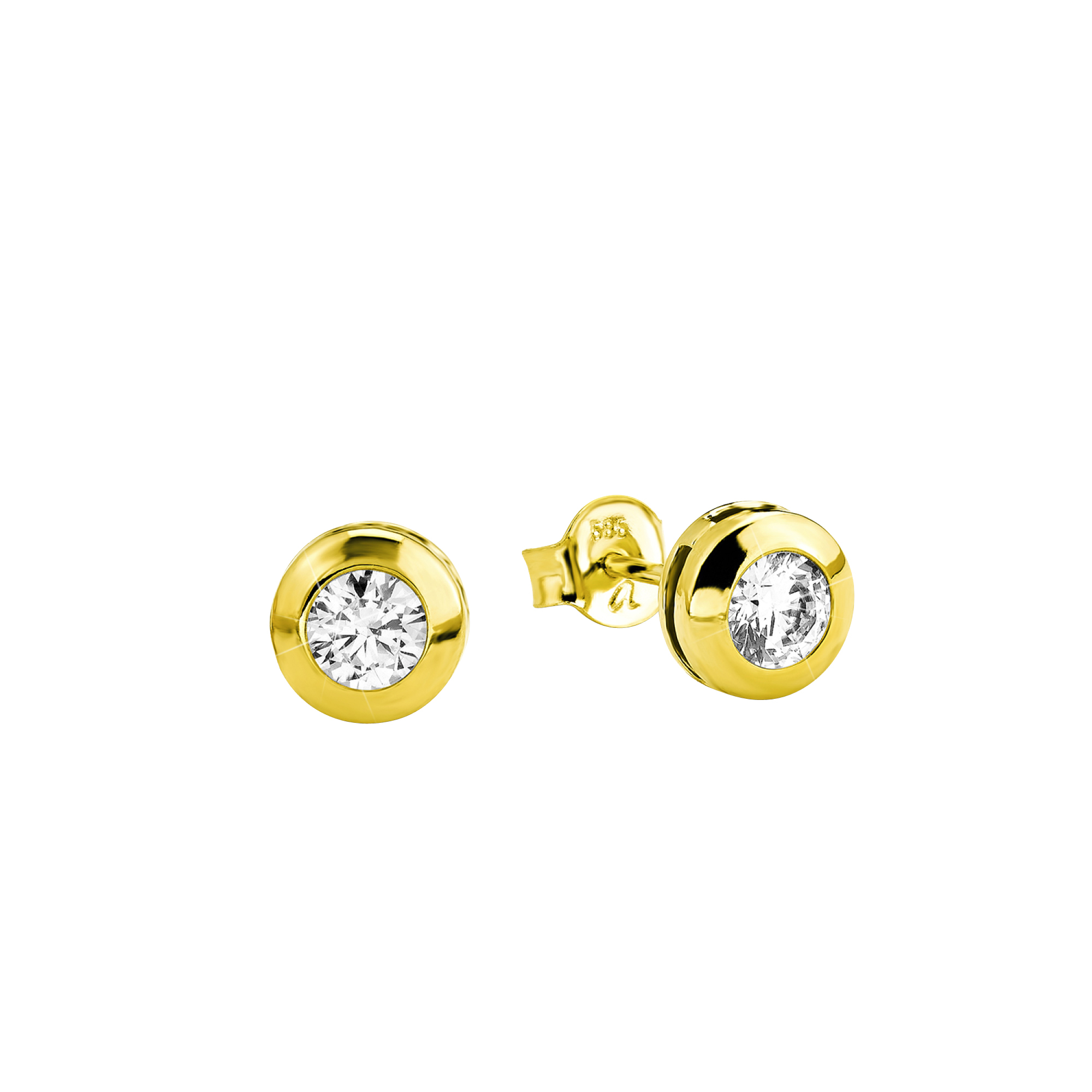 Geelgouden oorknoppen met zirkonia 9979301