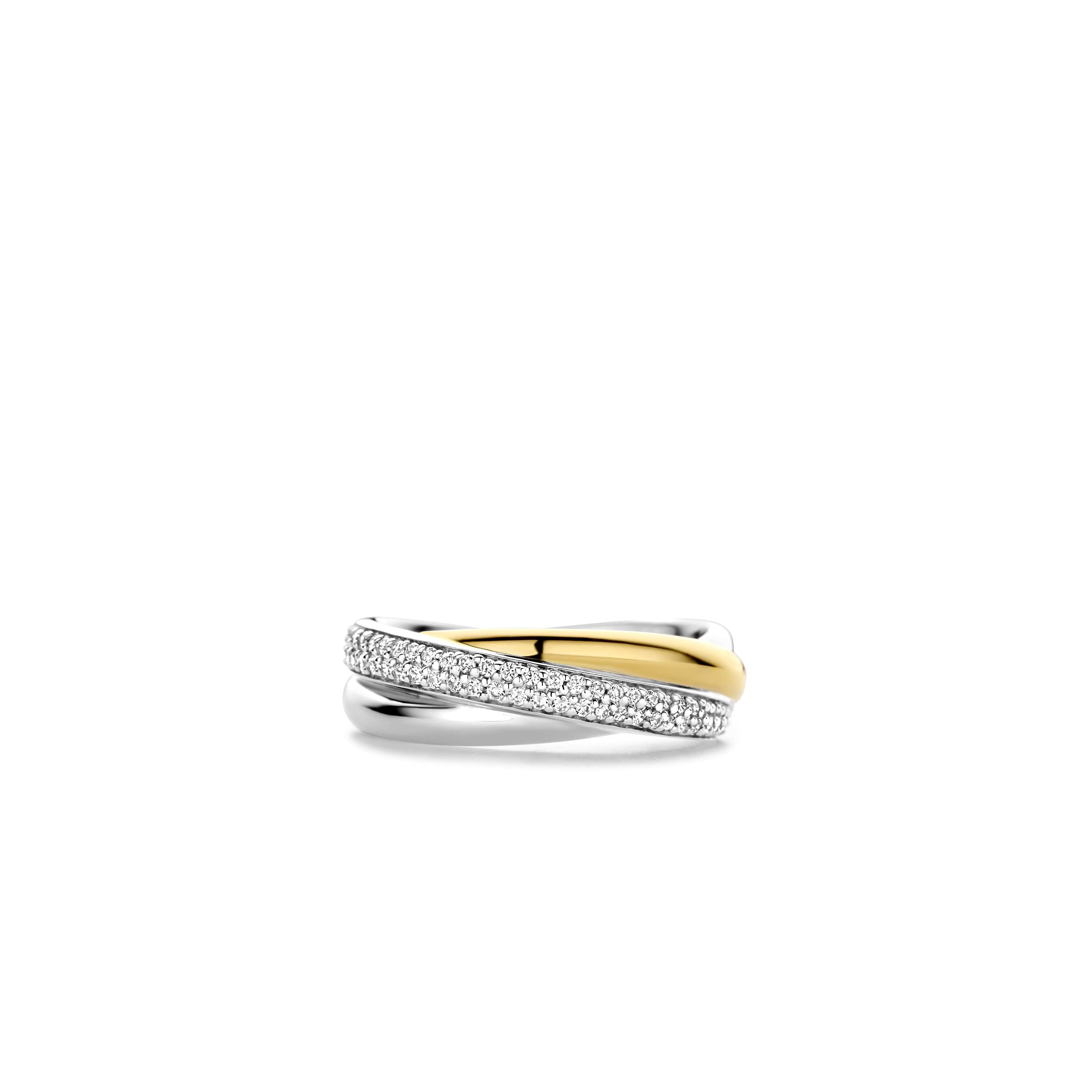 Ring gold plated  met zirkonia - 12343ZY