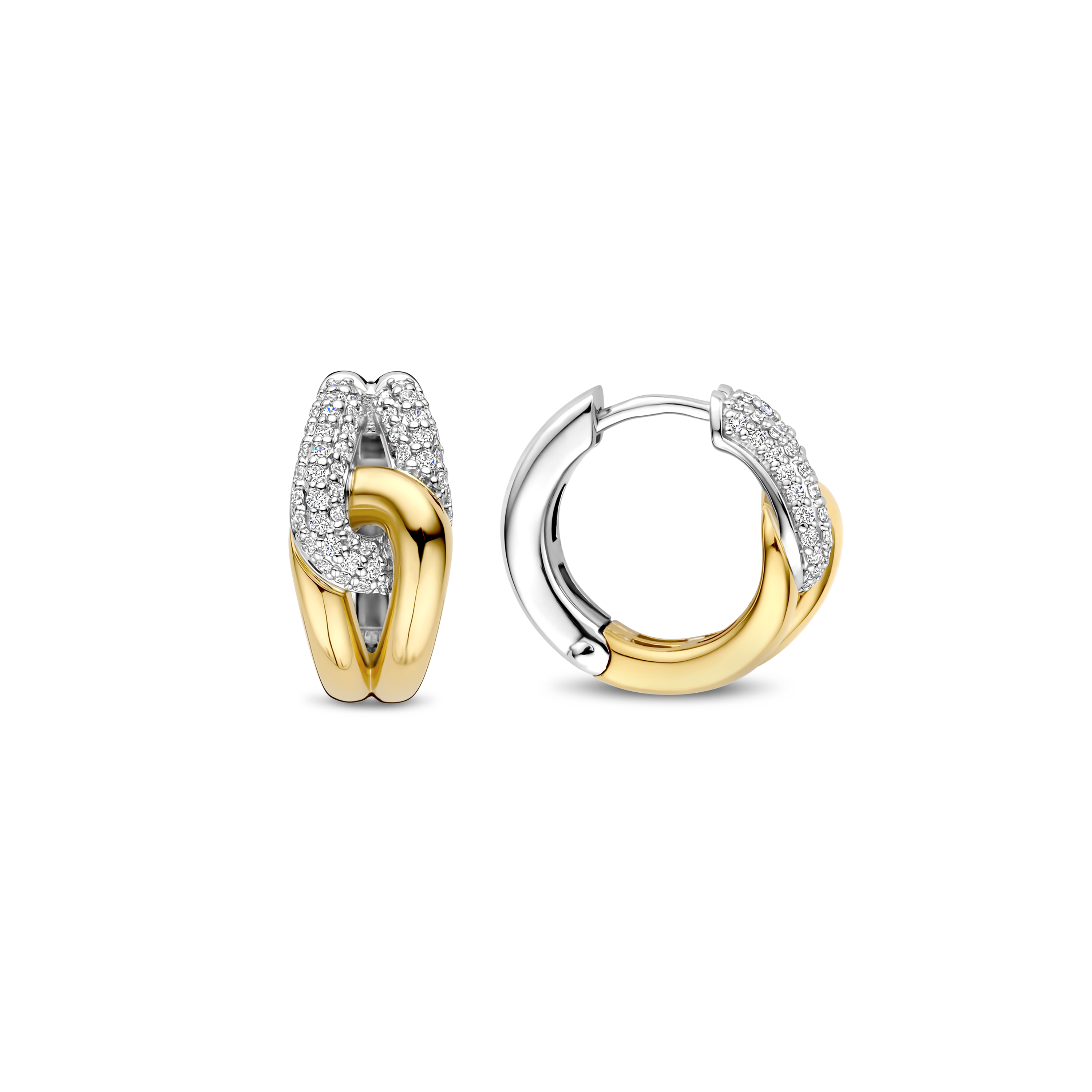 Oorringen gold plated met zirkonia - 78033ZY