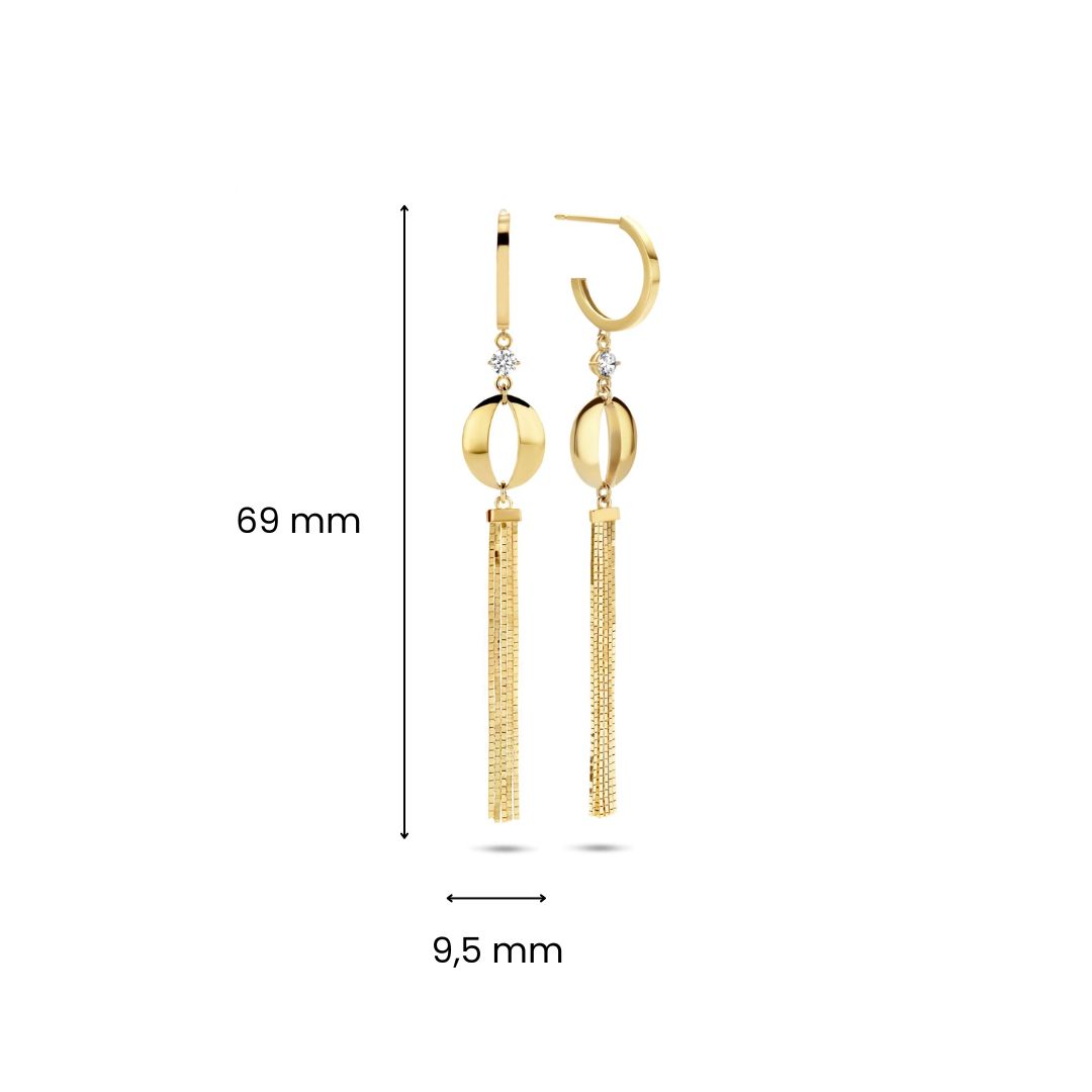 Geelgouden oorhangers met zirkonia E657