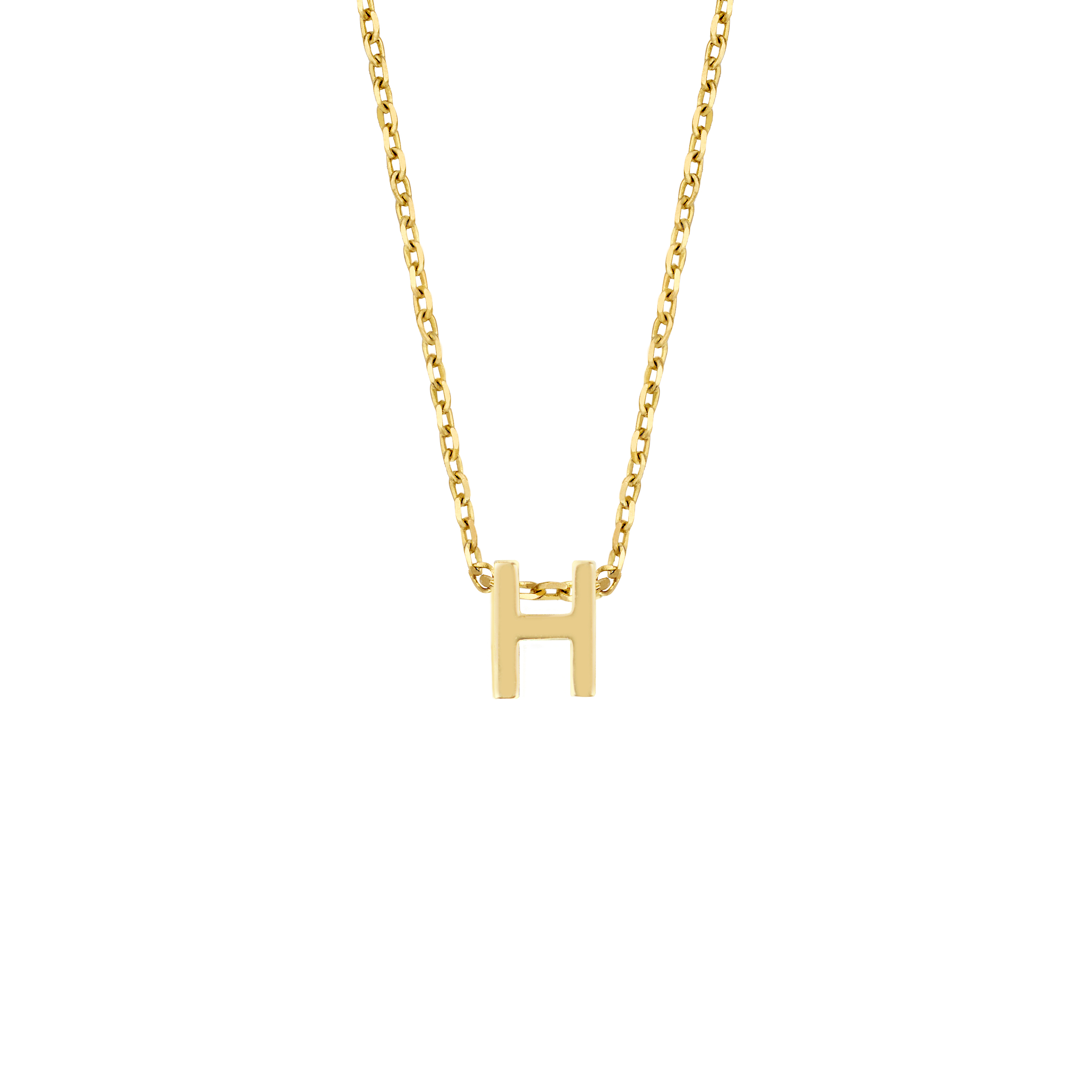 Geelgoud collier met de letter 'H'