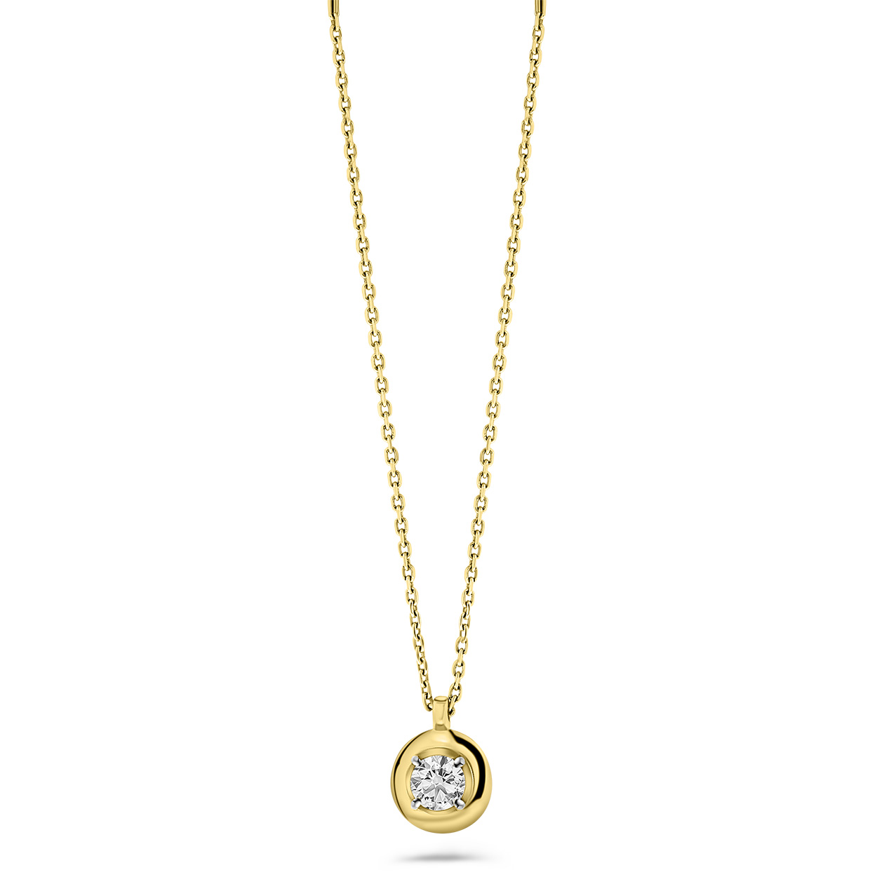Geelgouden ketting rond met diamant N137-SOL-Y179-020-G2-Y