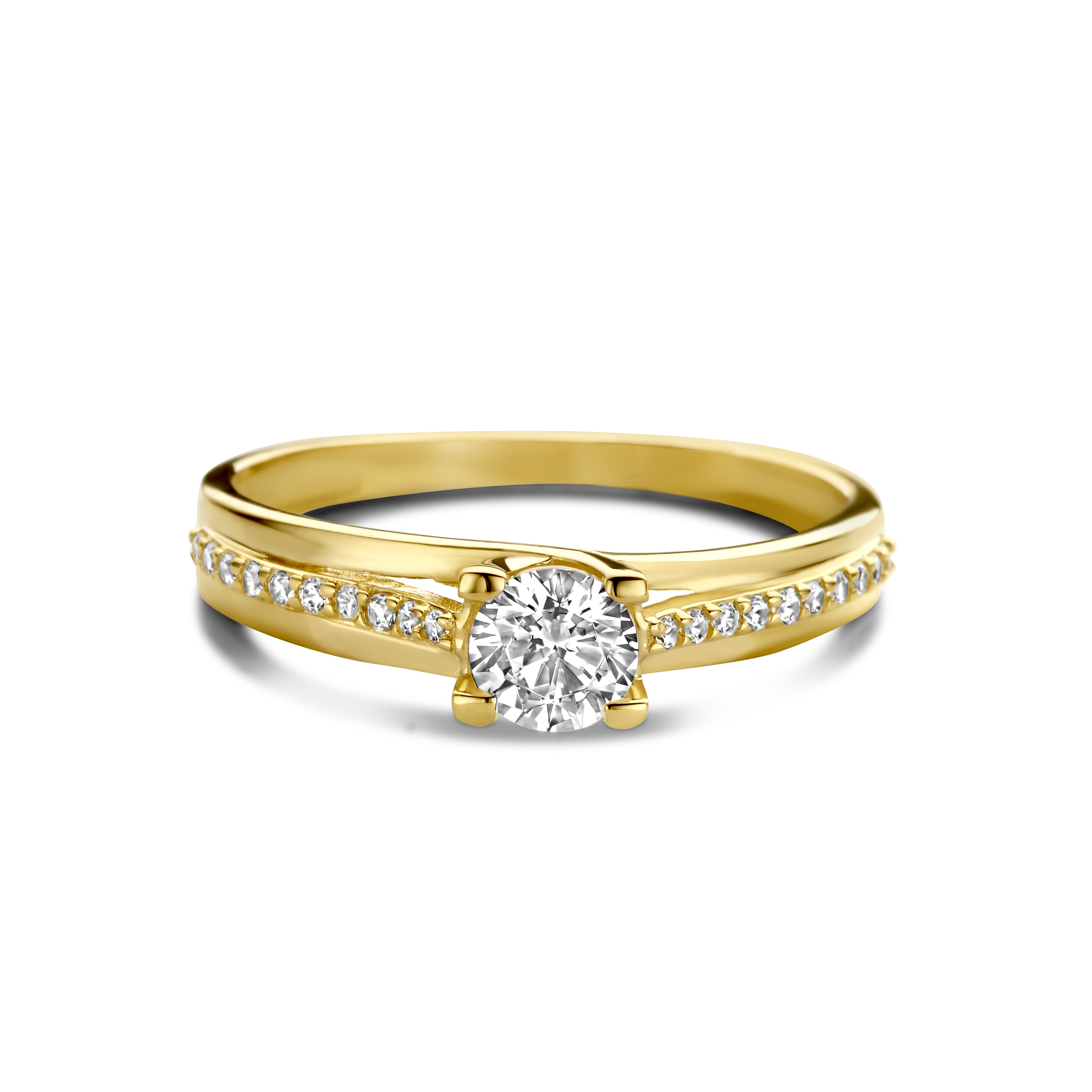 Geelgouden ring met zirkonia R122-200222-Y