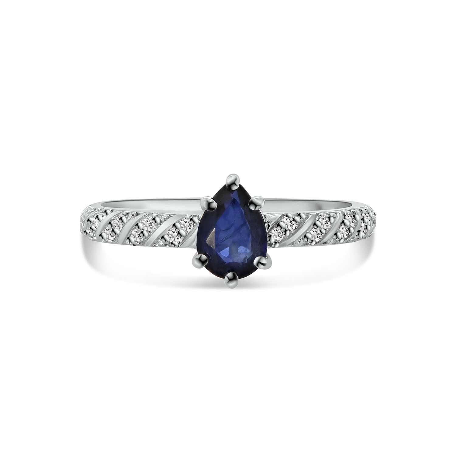 Ring met Saffier en Lab Grown Diamant -
