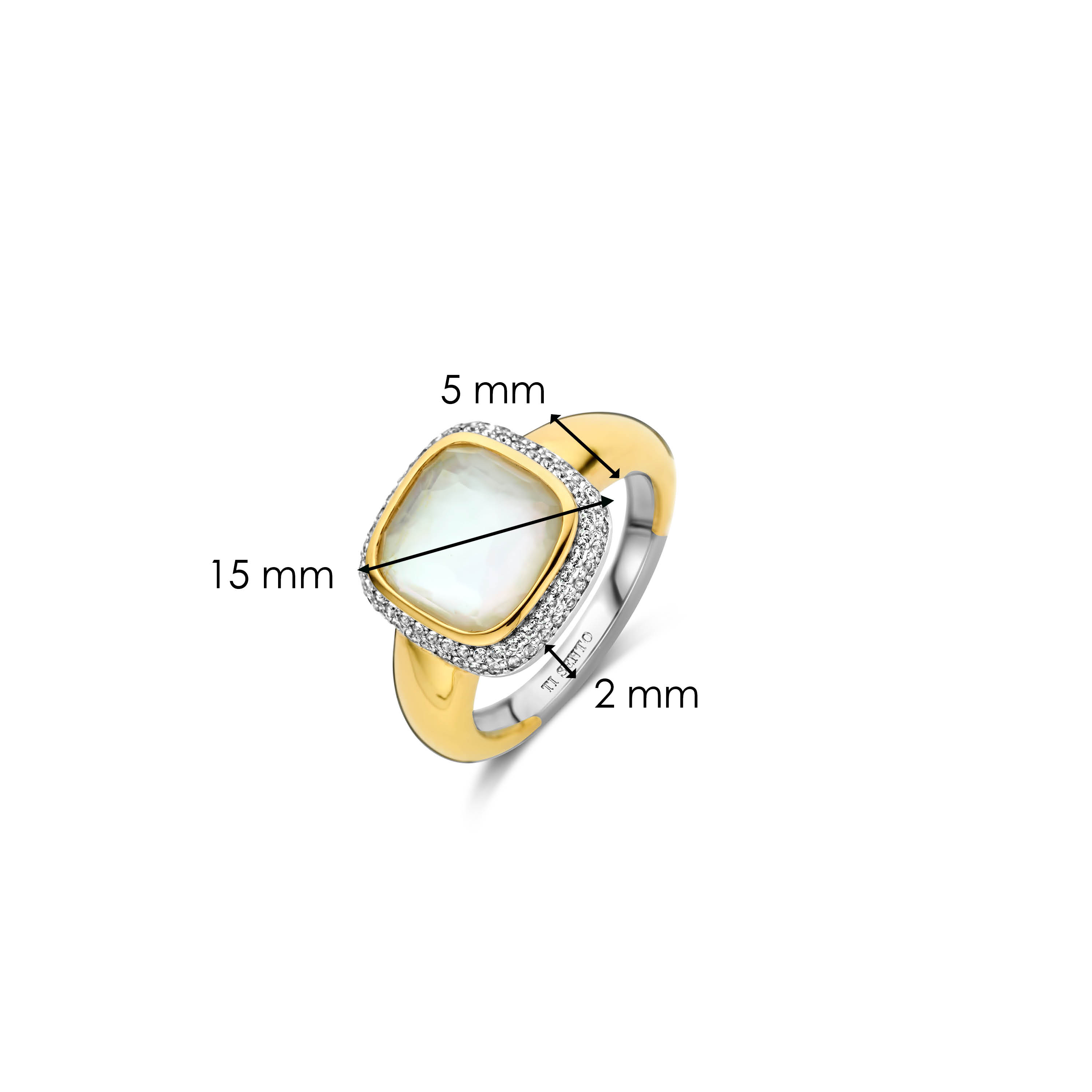 Ring van gold plated  met zirkonia en kristal 12330MW