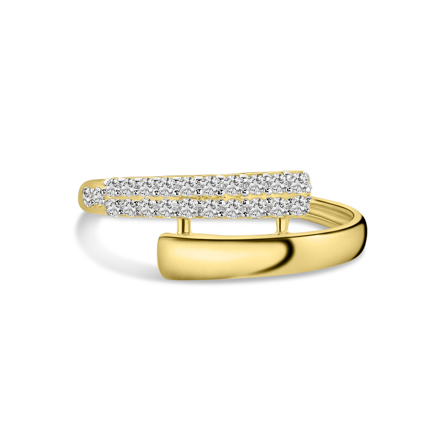 Geelgouden slagring met zirkonia R210-60039Z-Y