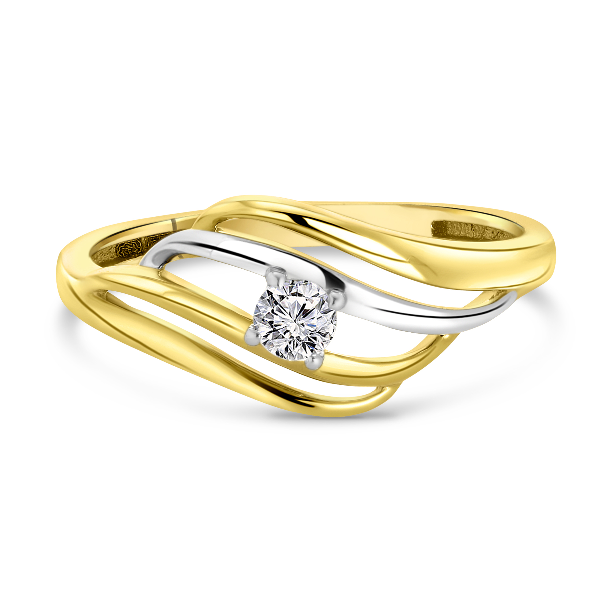 Bicolor ring met zirkonia L-59989-Z
