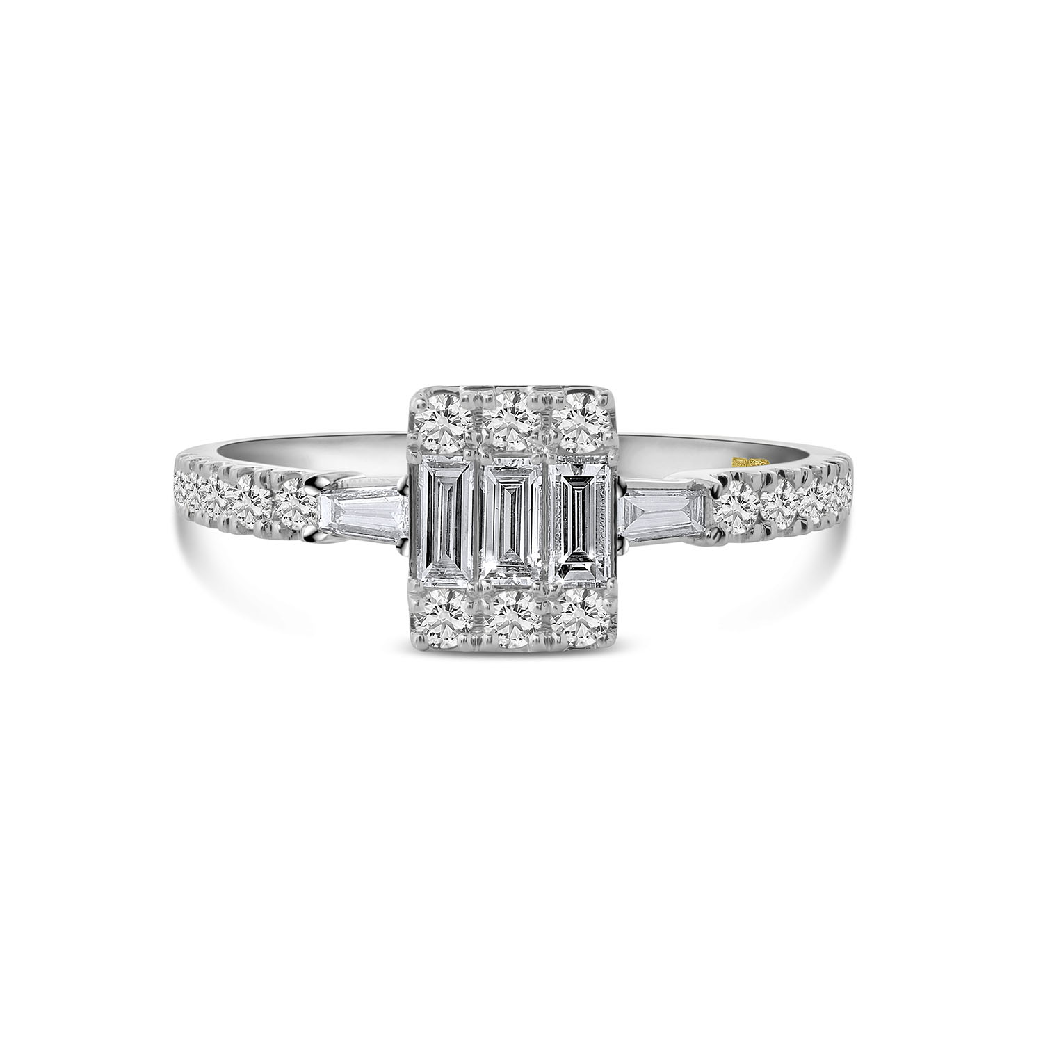 Witgouden ring met baguette en briljant geslepen Lab Grown Diamanten R480-RDF28010-LG-W
