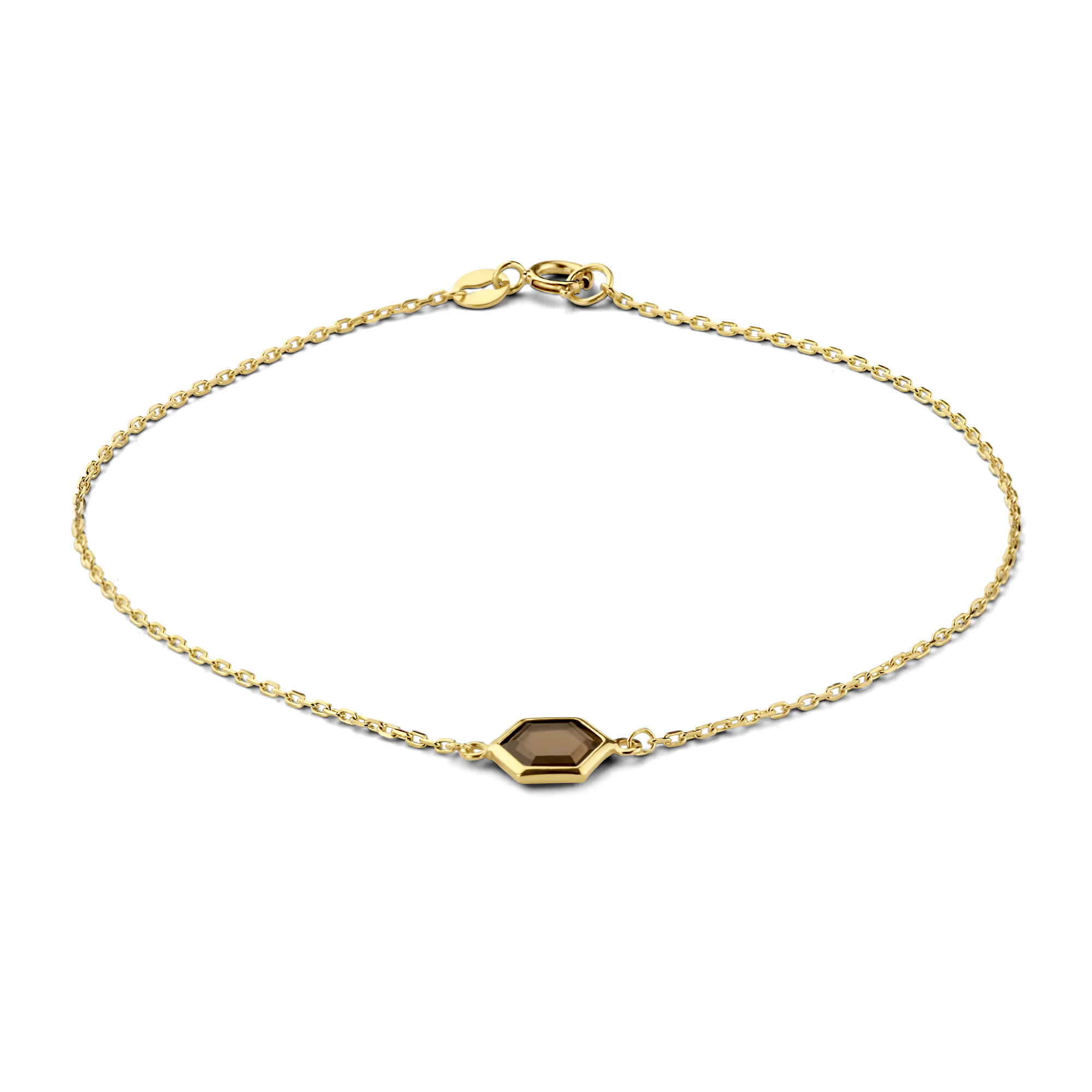 Geelgouden armband met rookkwarts 6B0972