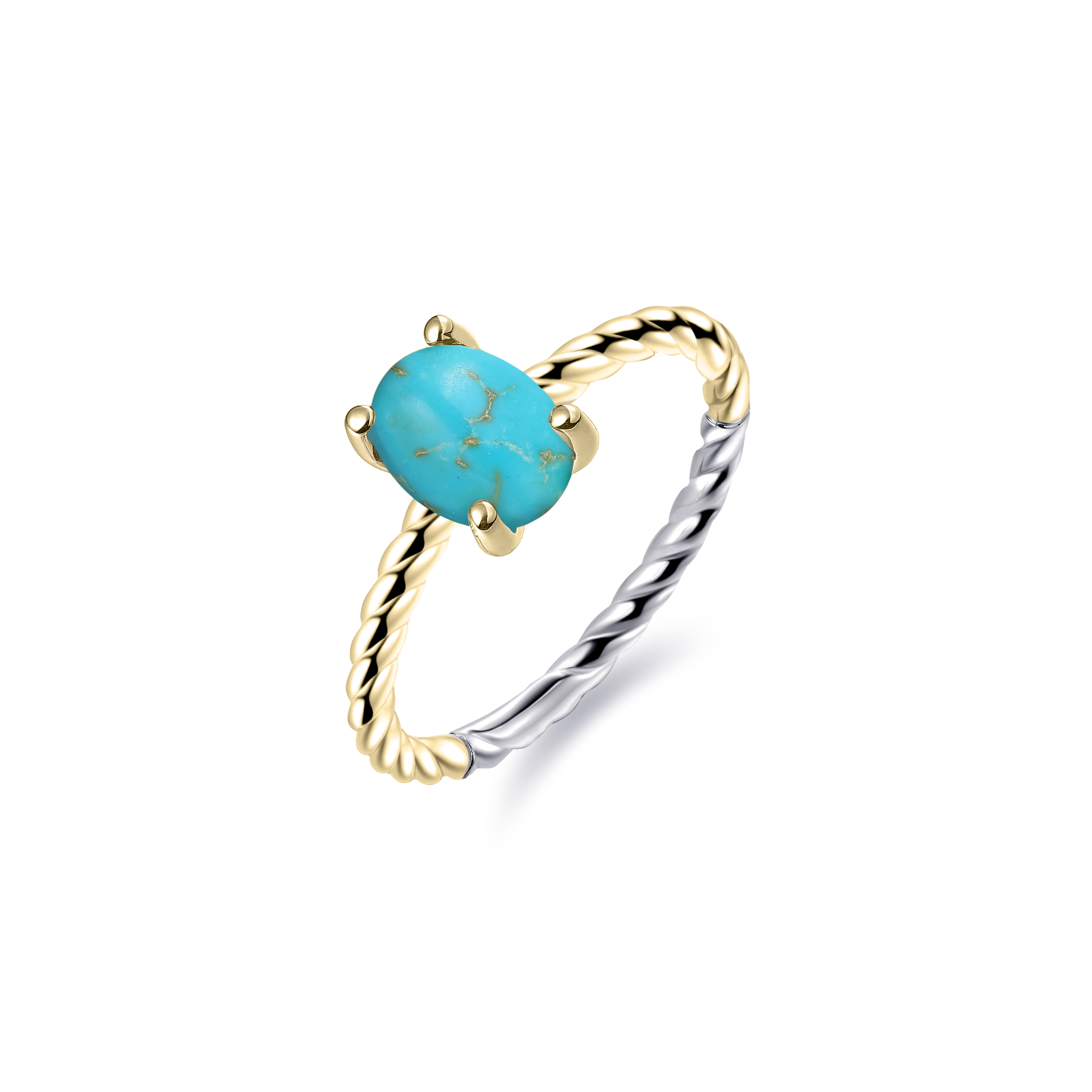 Sterling zilveren gold plated ring met turquoise howliet R473YTQ