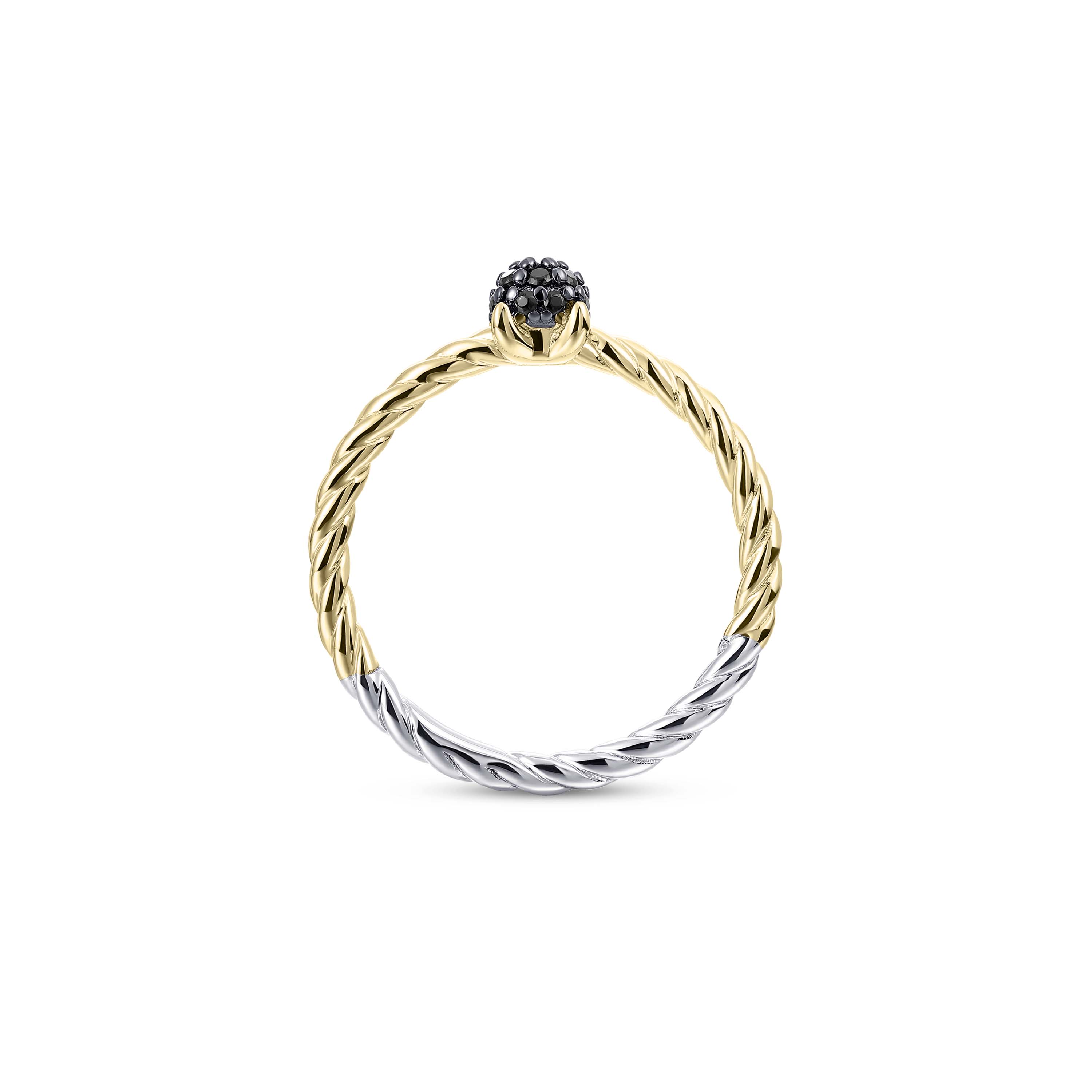 gold plated ring met zwarte zirkonia R469YZ