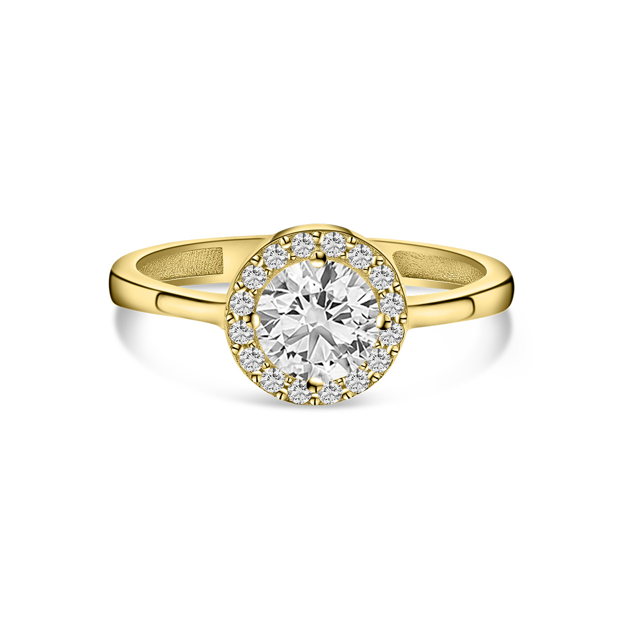 Geelgouden ring rond zirkonia R122-I5-I2SZR0375-FCZ-Y