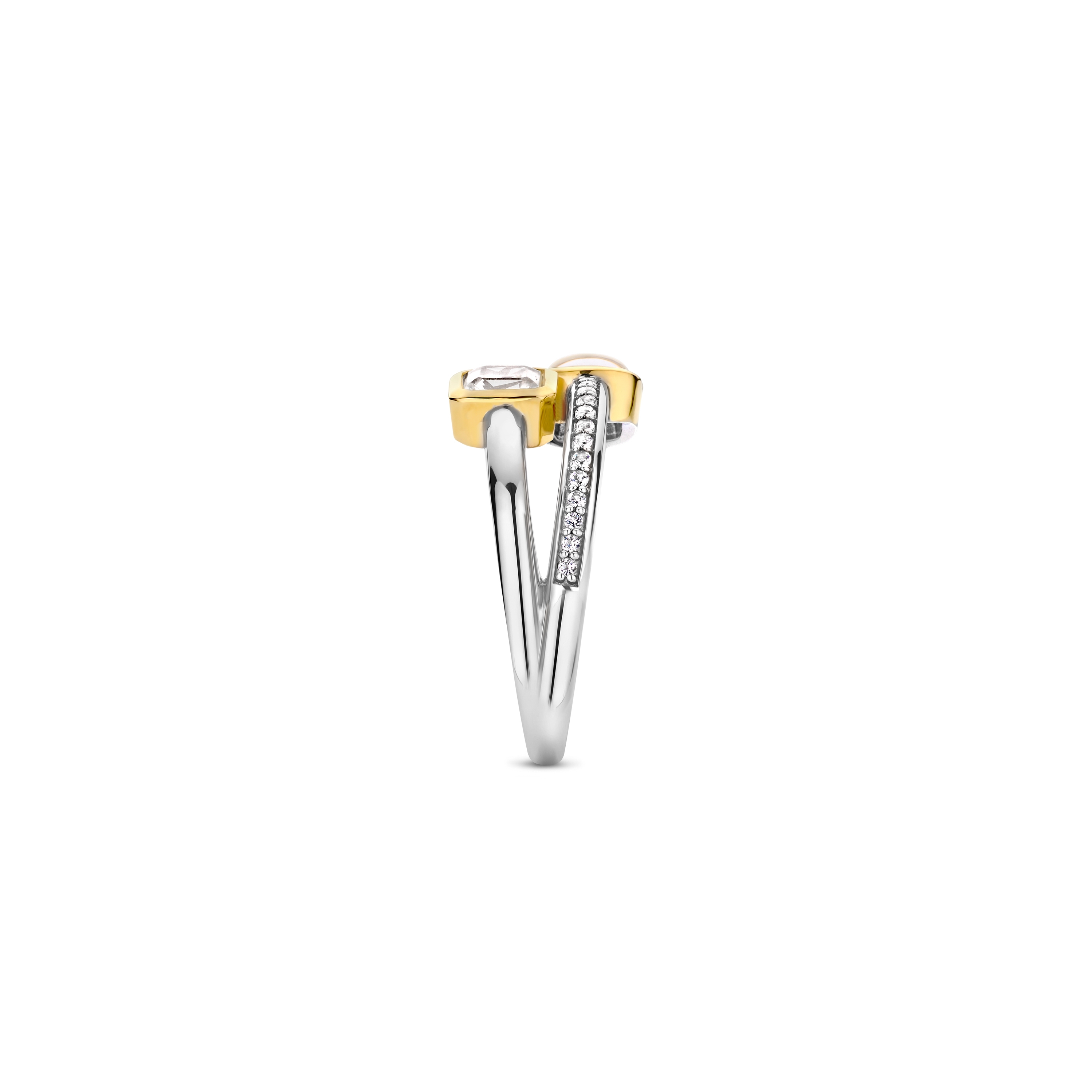 Ring van gold plated  met zirkonia en kristal 12326MW