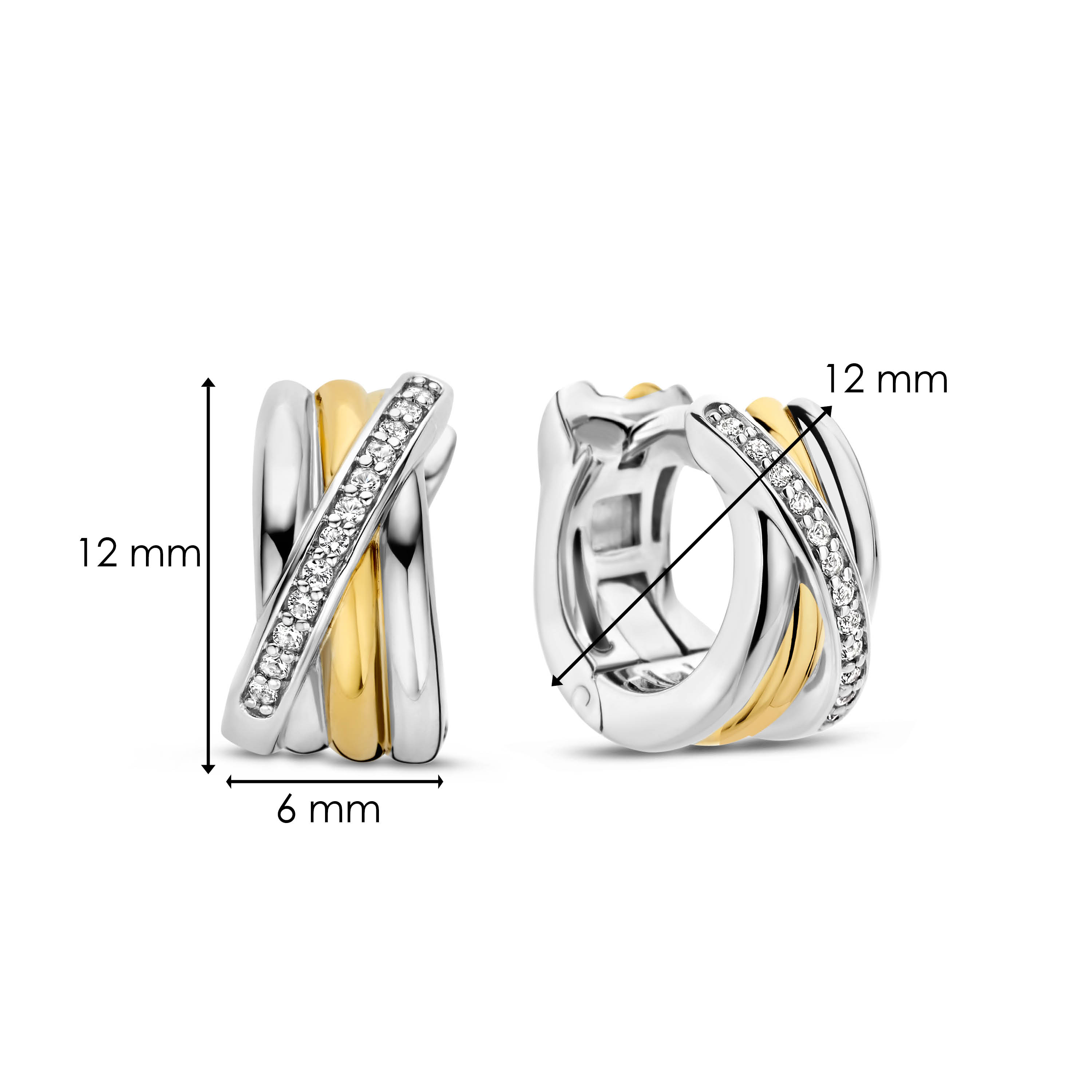 Oorringen van gold plated  met zirkonia 7960ZY