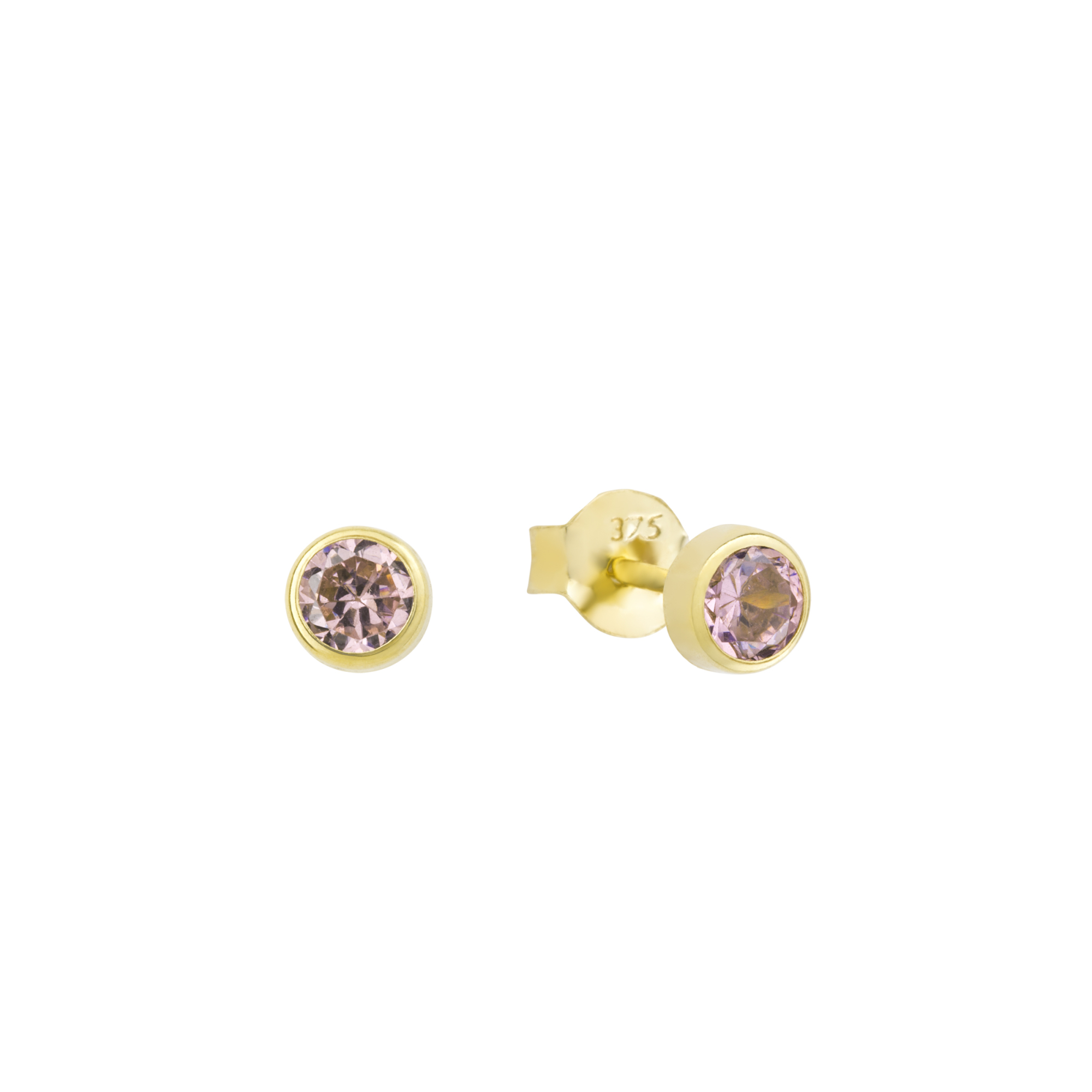 Oorknoppen van 9 karaat met roze zirkonia 2013592