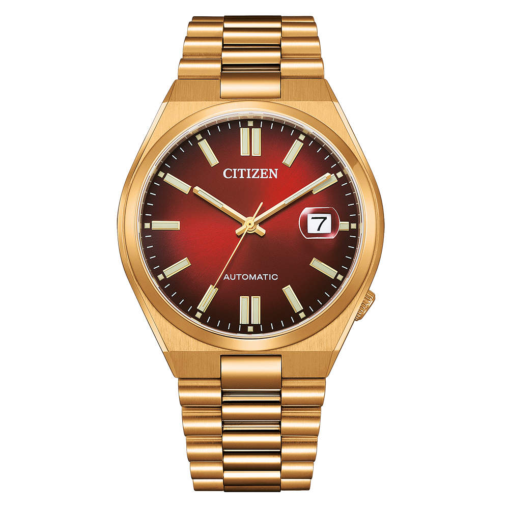 Stalen goudkleurig automatische herenhorloge rood W235-NJ0153-82X