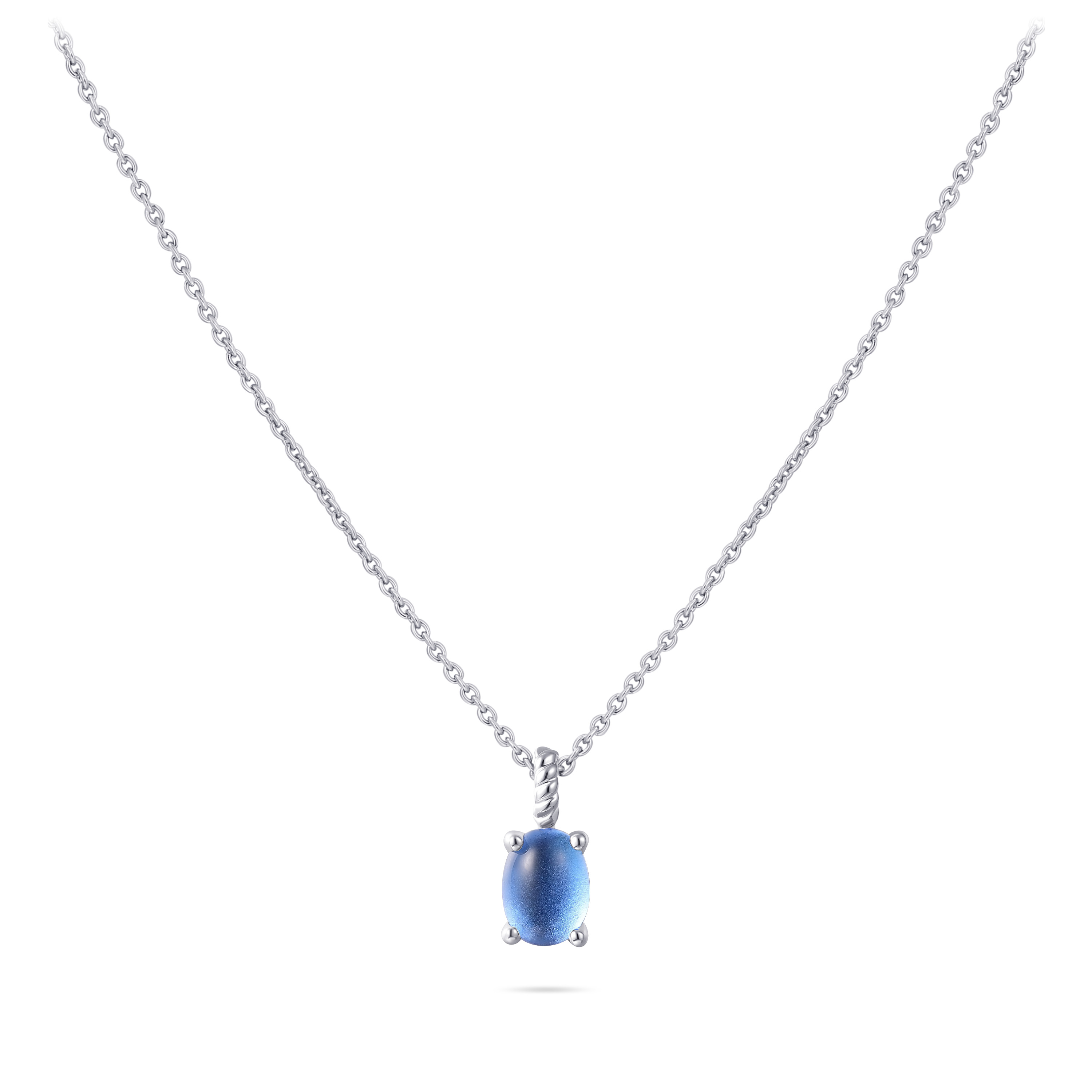 Sterling zilveren collier met blauwe steen hanger S1003LB