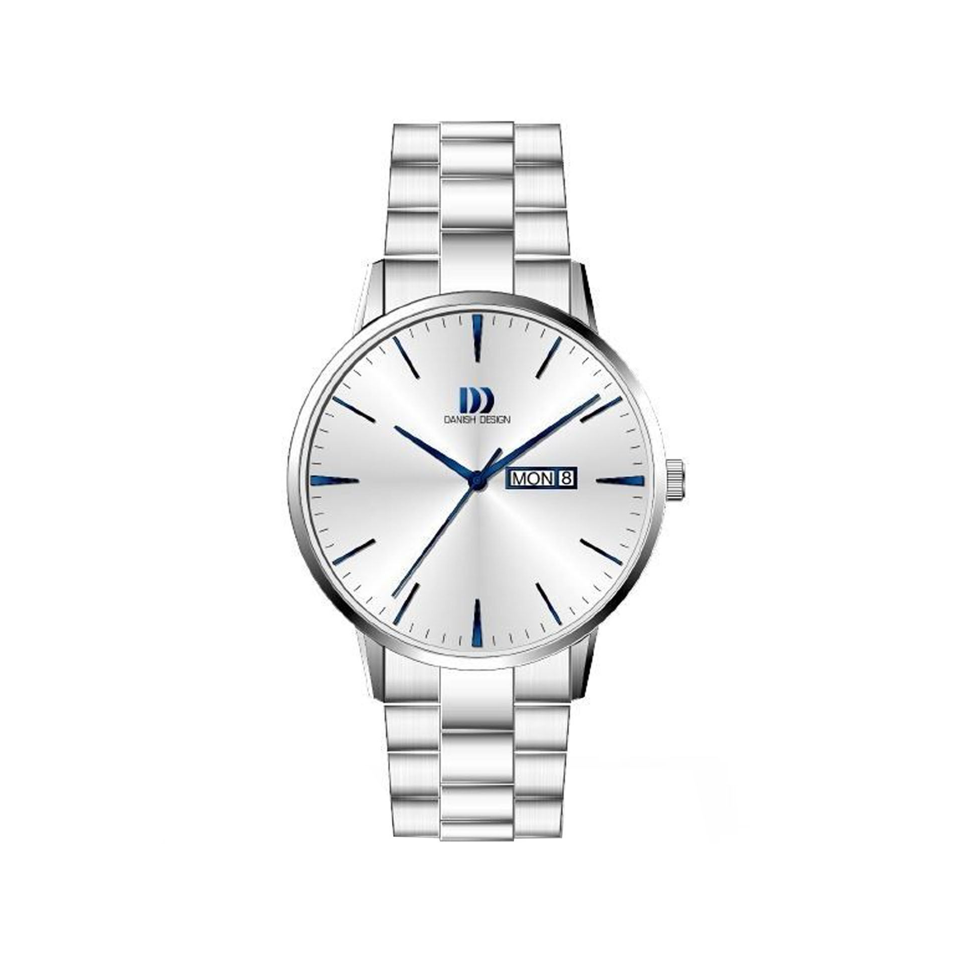 Zilverkleurig horloge met blauwe details IQ90Q1267