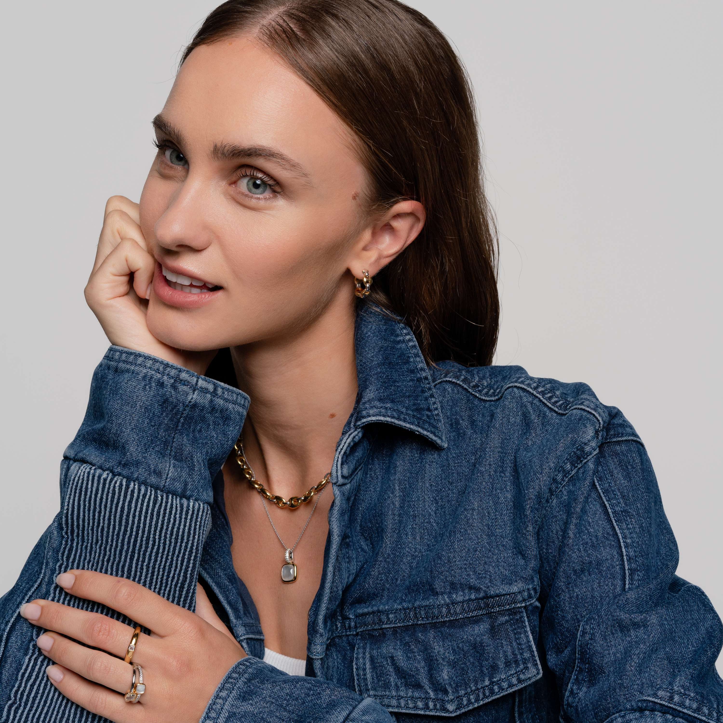 Ketting van gold plated  met hanger 6828MW