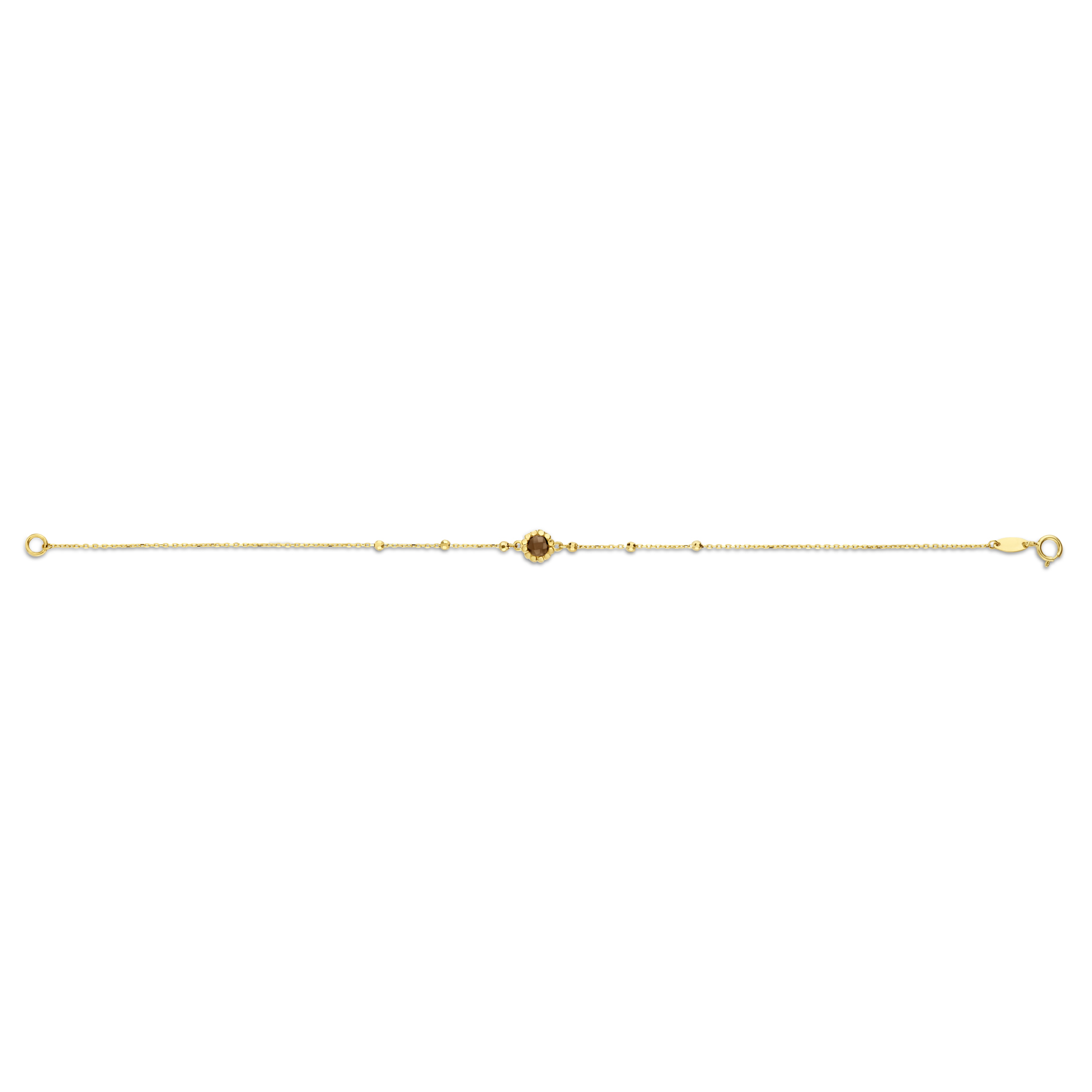 Geelgouden armband met rookkwarts 12B0020